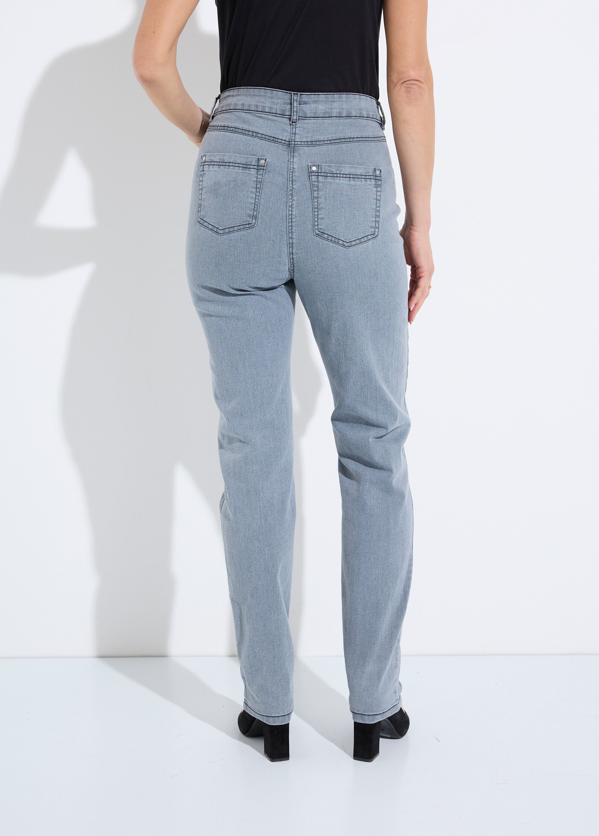 Jean 5 poches ceinture extensible coton stretch Femme Gris NORVEGIEN DO1