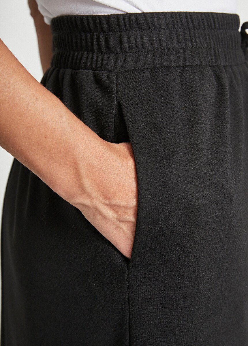 Jupe droite maille unie ou jacquard Femme Noir LINARS DE2