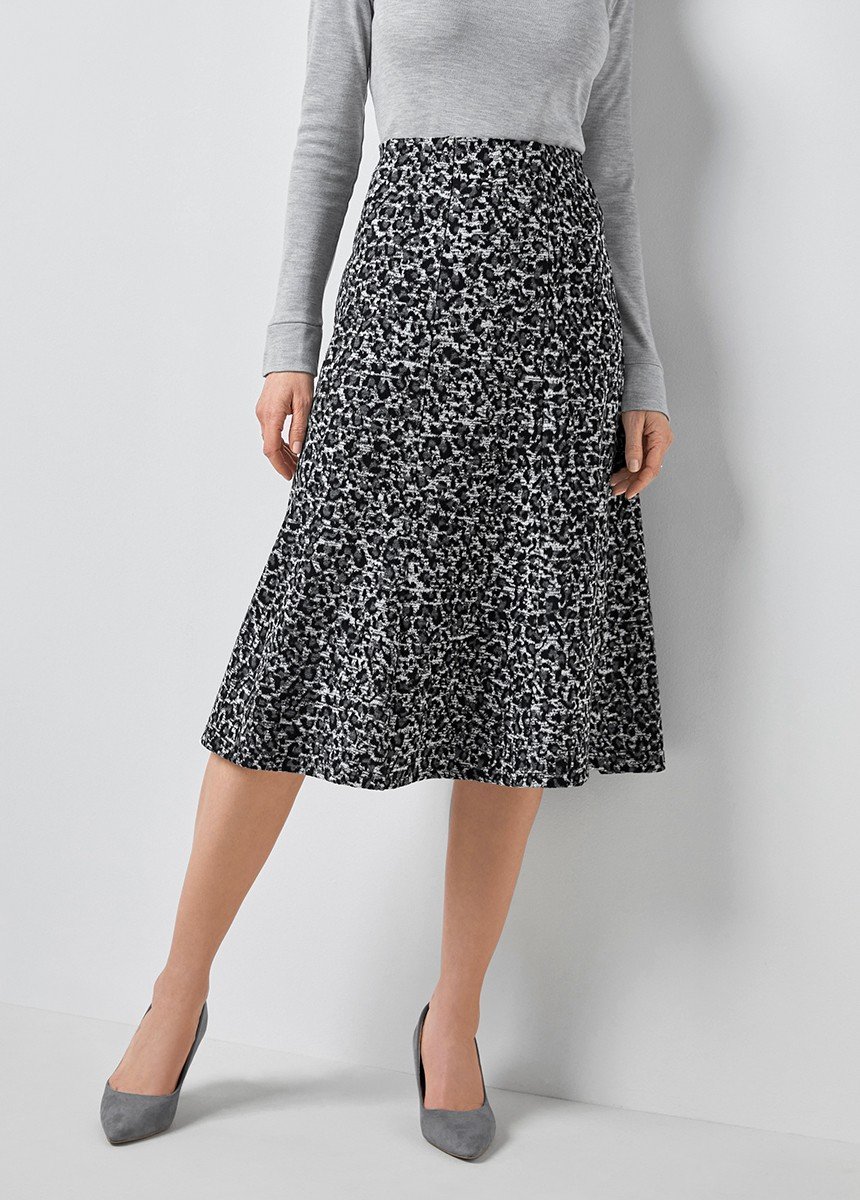 Jupe évasée maille jacquard taille élastiquée