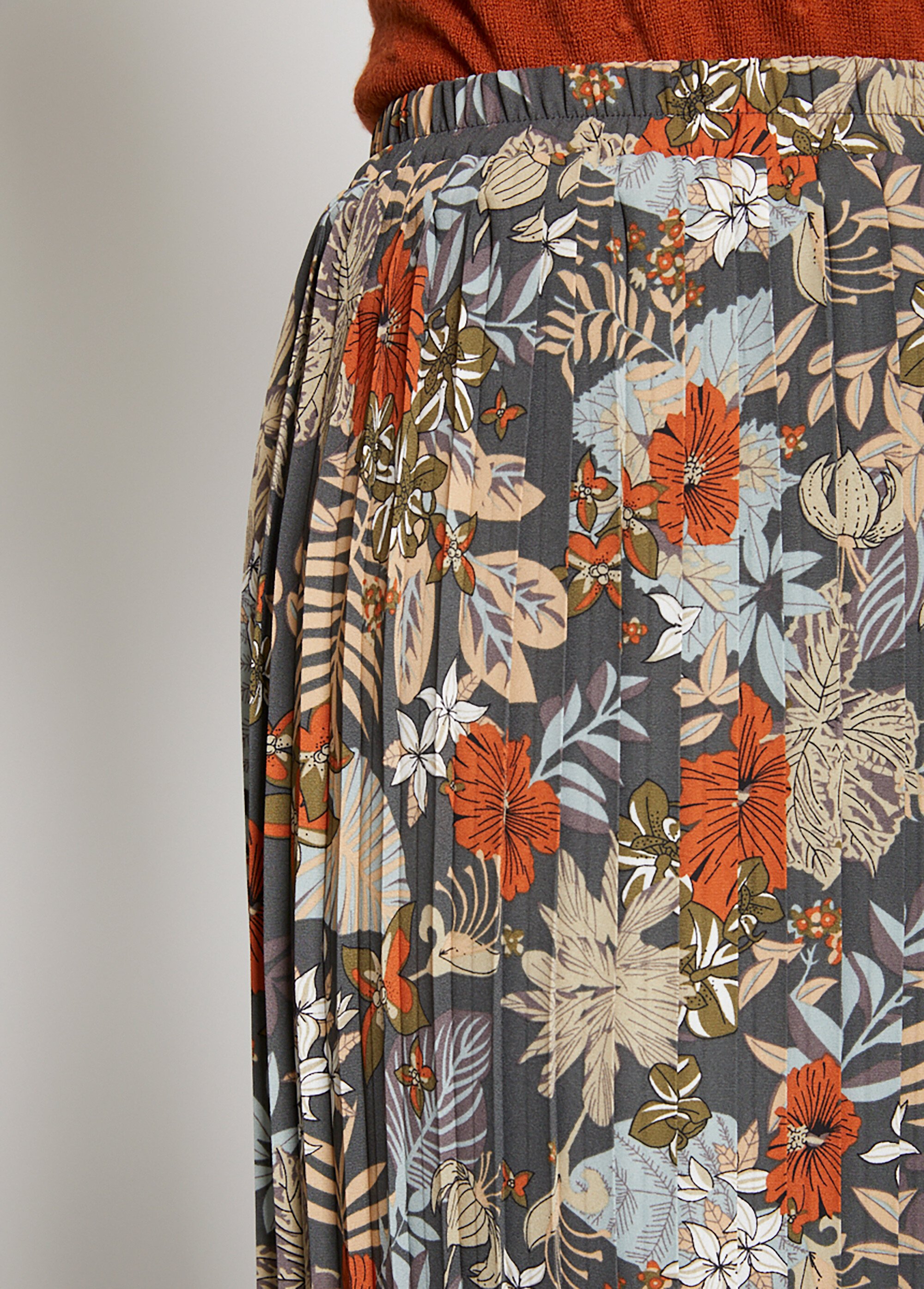 Jupe longue imprimée plissé permanent