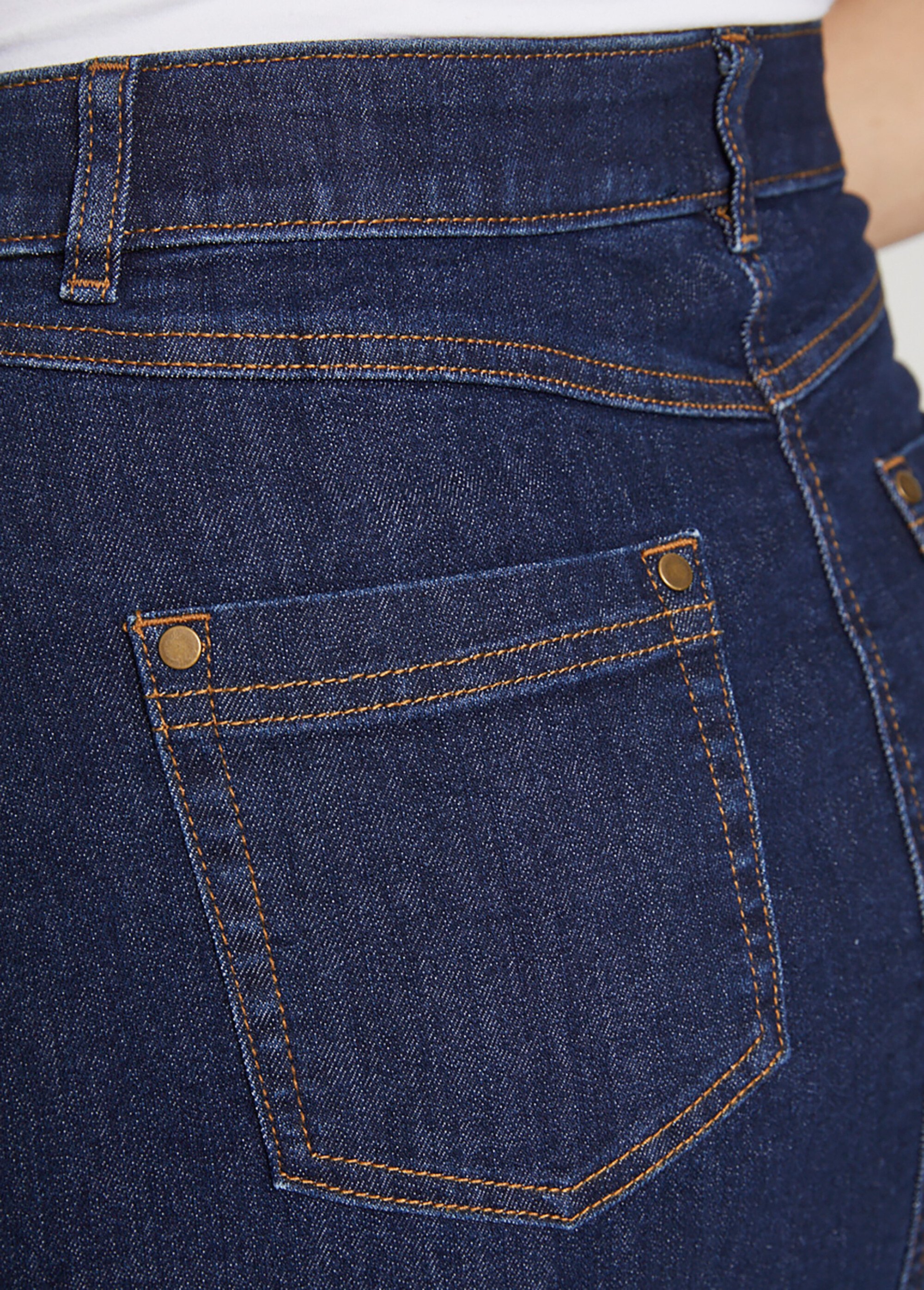 Jupe trapèze en jean stretch Femme Bleu LARCANT DE3