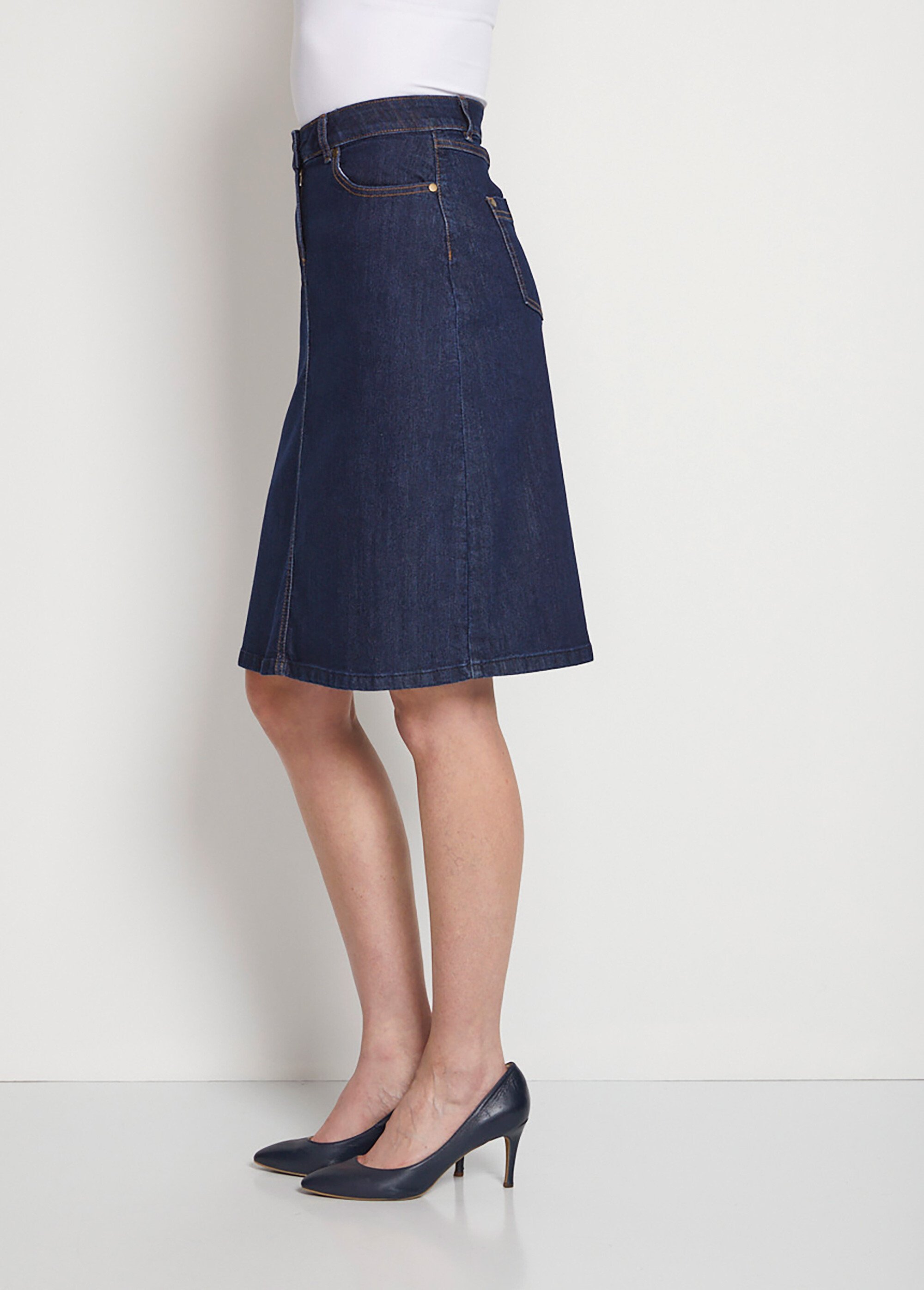 Jupe trapèze en jean stretch Femme Bleu LARCANT DR1