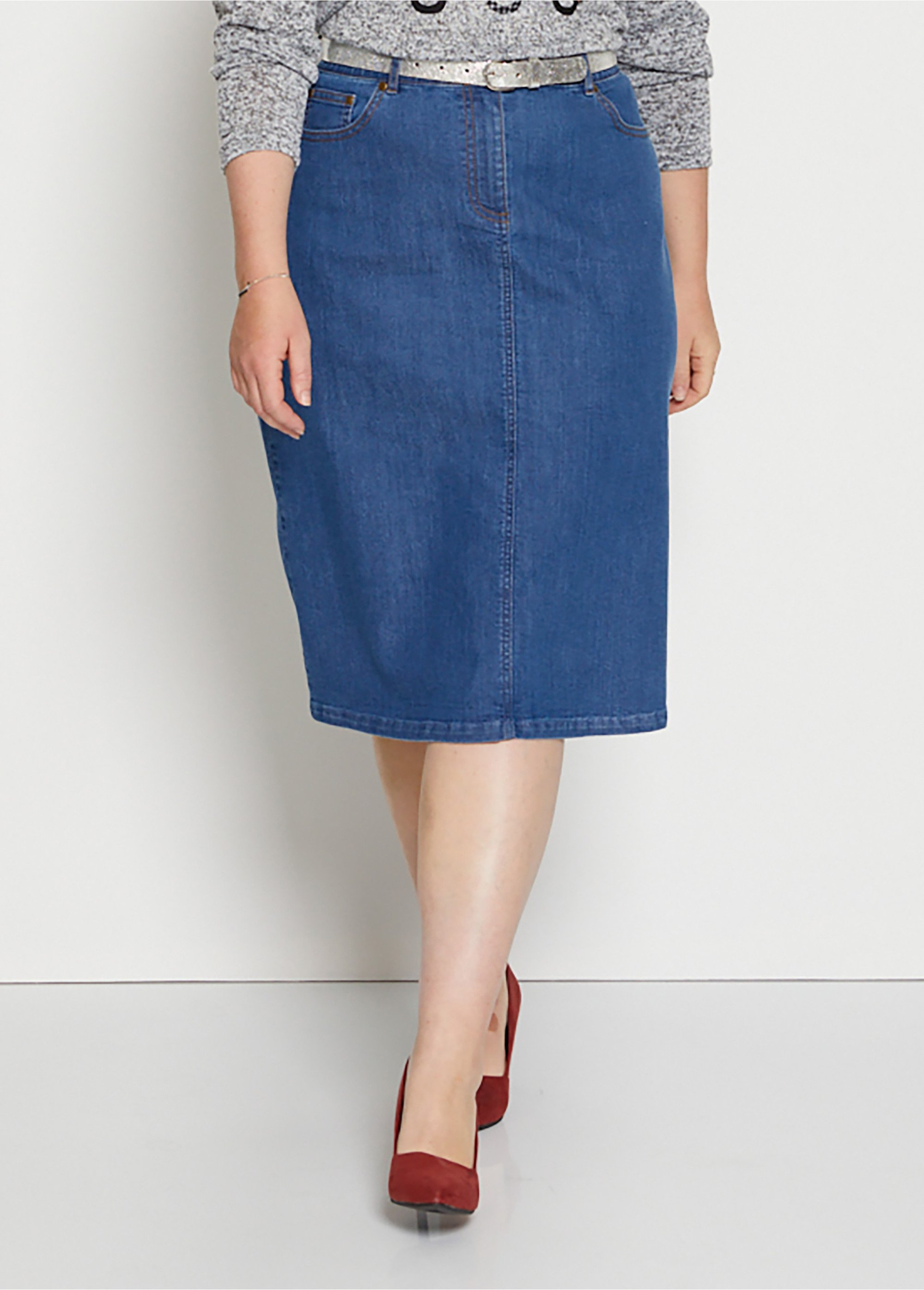 Jupe trapèze en jean stretch