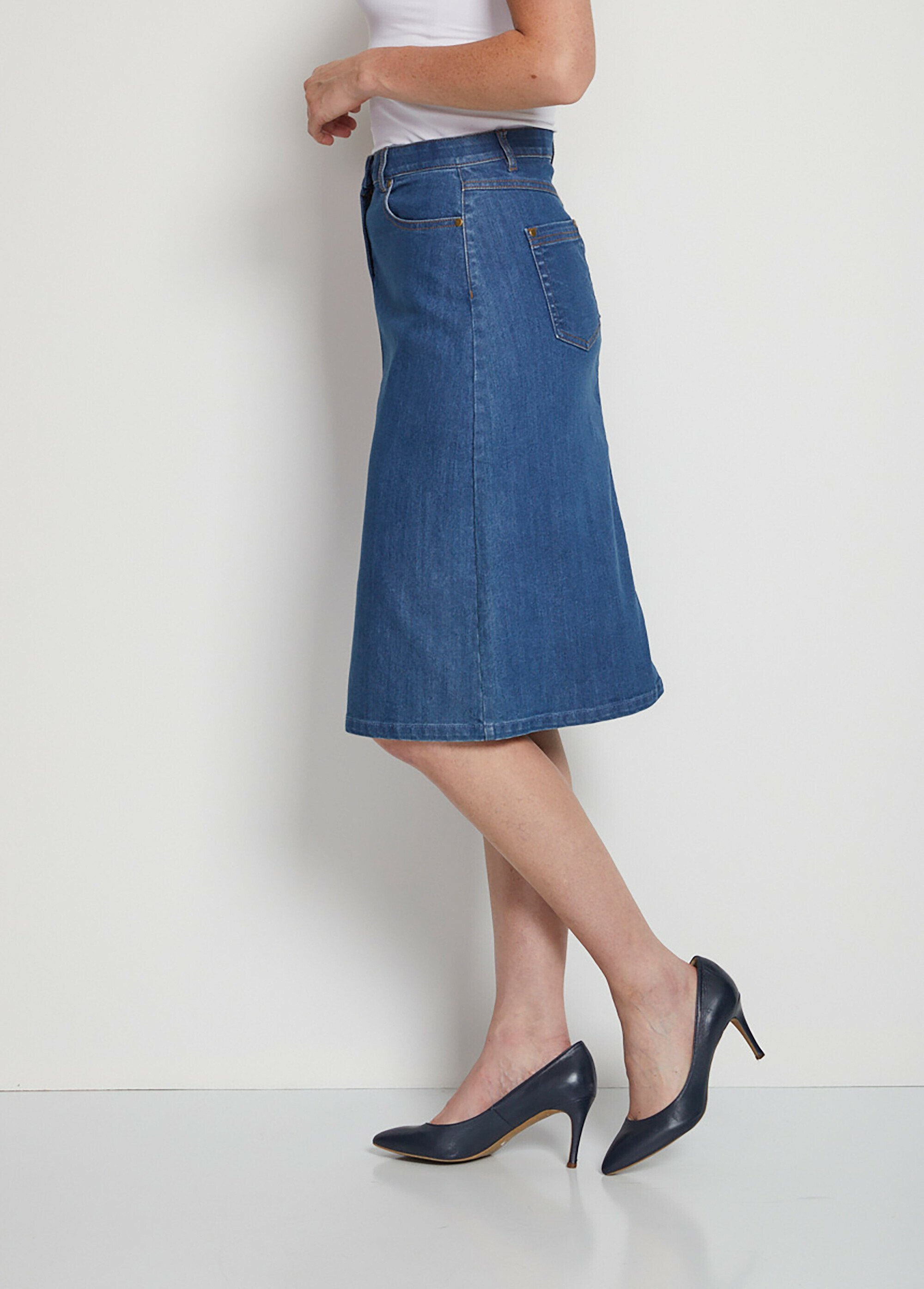 Jupe trapèze en jean stretch Femme Bleu LARCANT GA1
