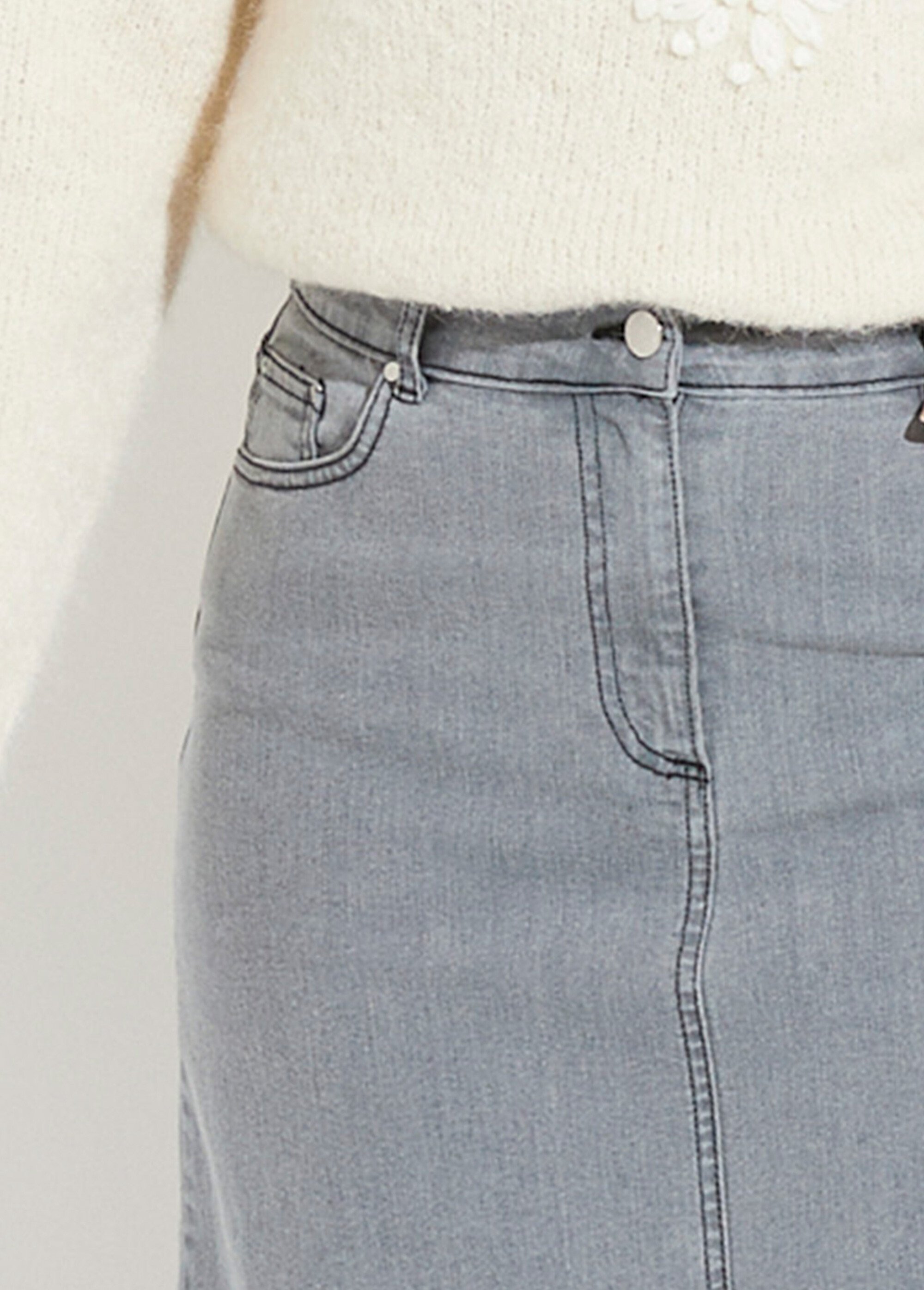 Jupe trapèze en jean stretch Femme Gris LARCANT DE1