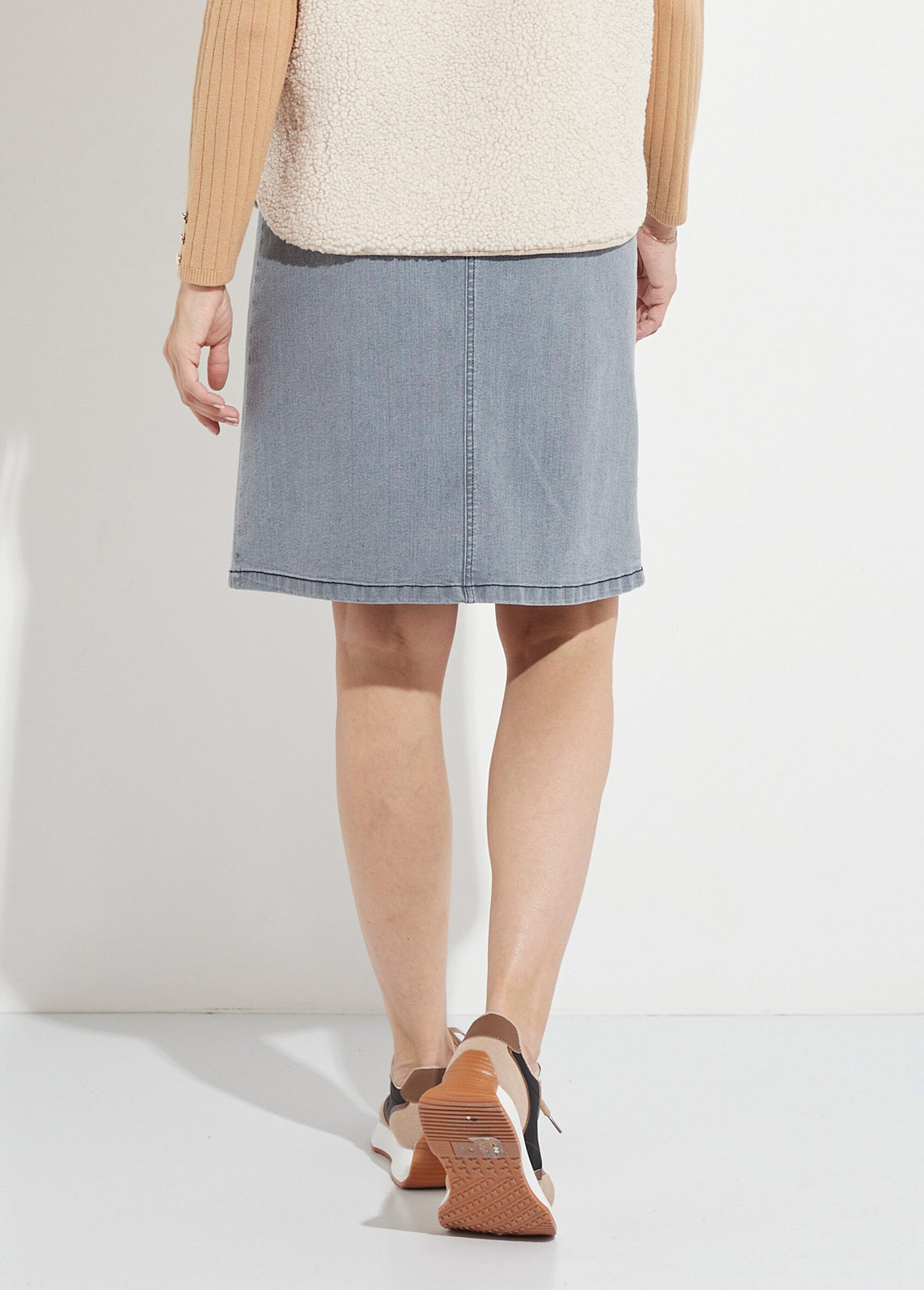 Jupe trapèze en jean stretch Femme Gris LARCANT DO1