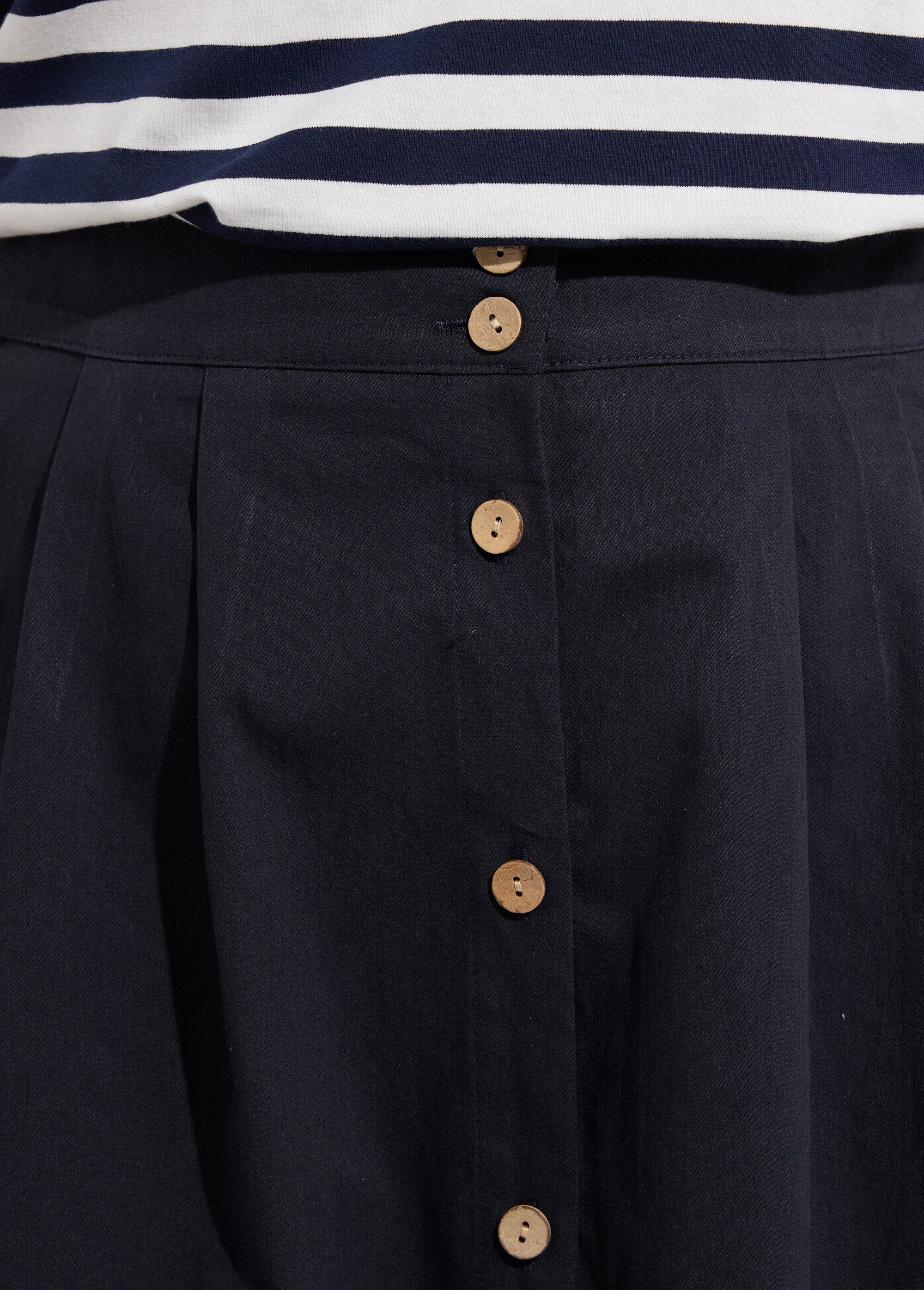 Jupe longue ample boutonnée, en coton