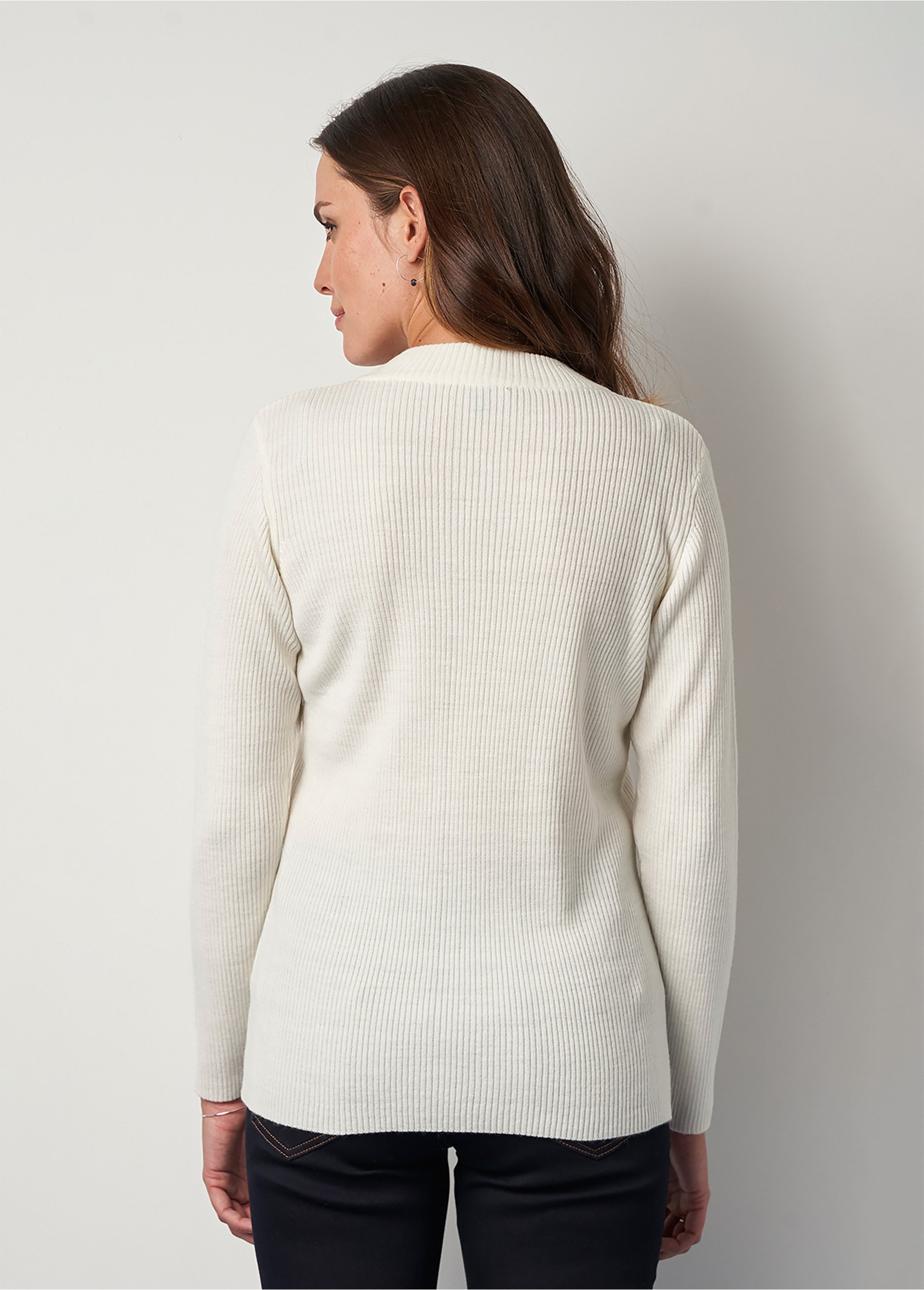 Ensemble Pull Et Jupe Femme Vintage - Crème Côtelé - Laine Et Rayon - Taille 8