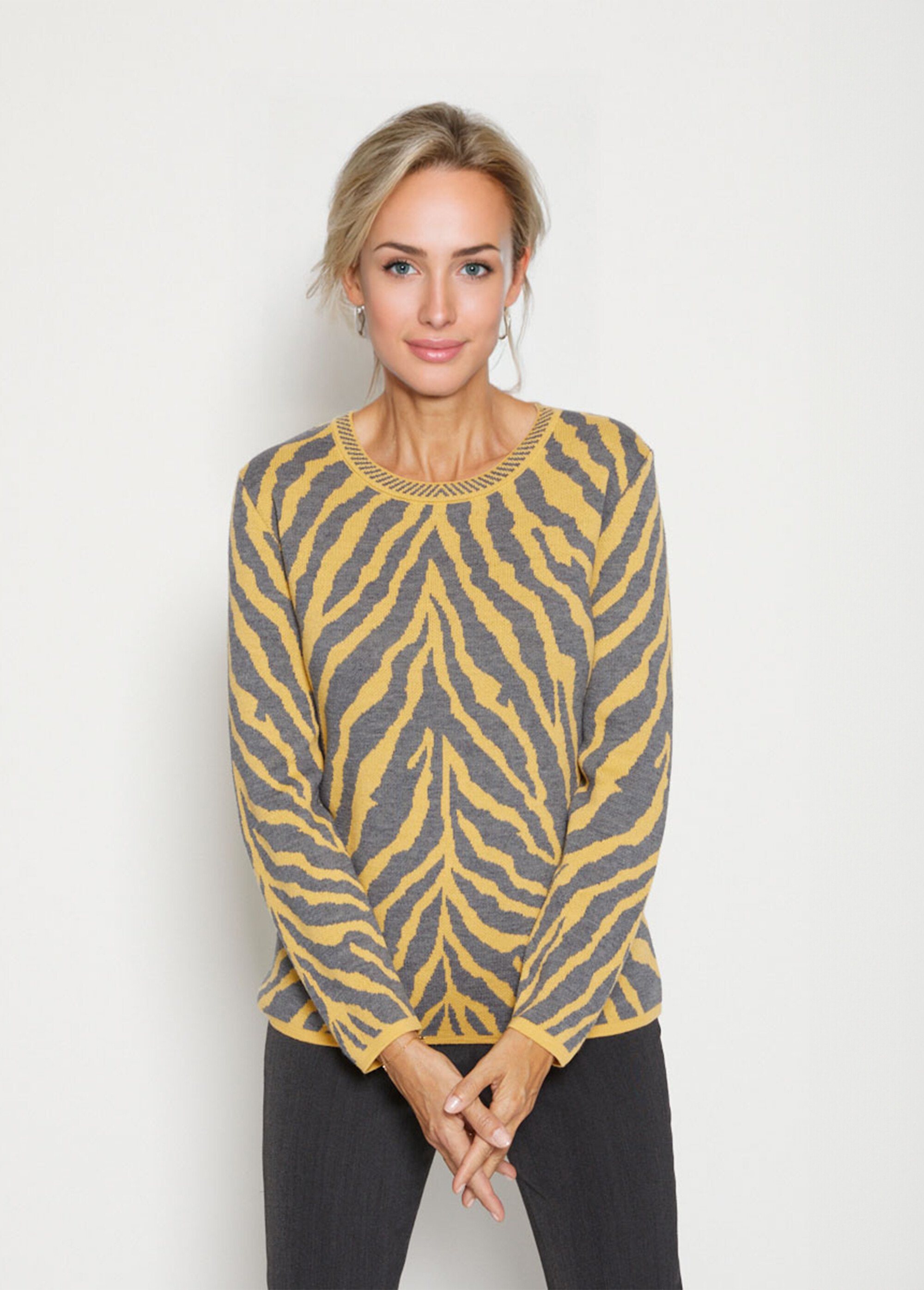 Pull fantaisie jacquard zèbre