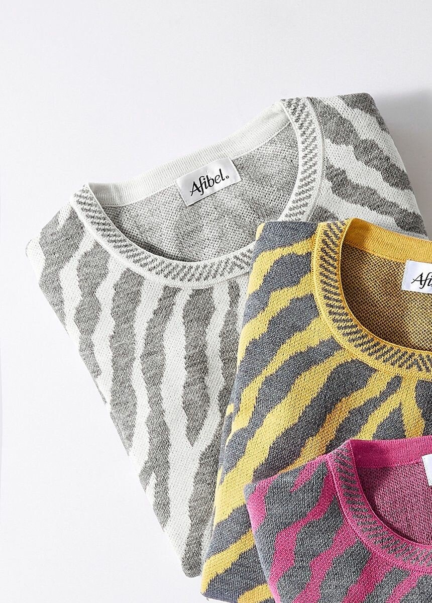 Pull fantaisie jacquard zèbre
