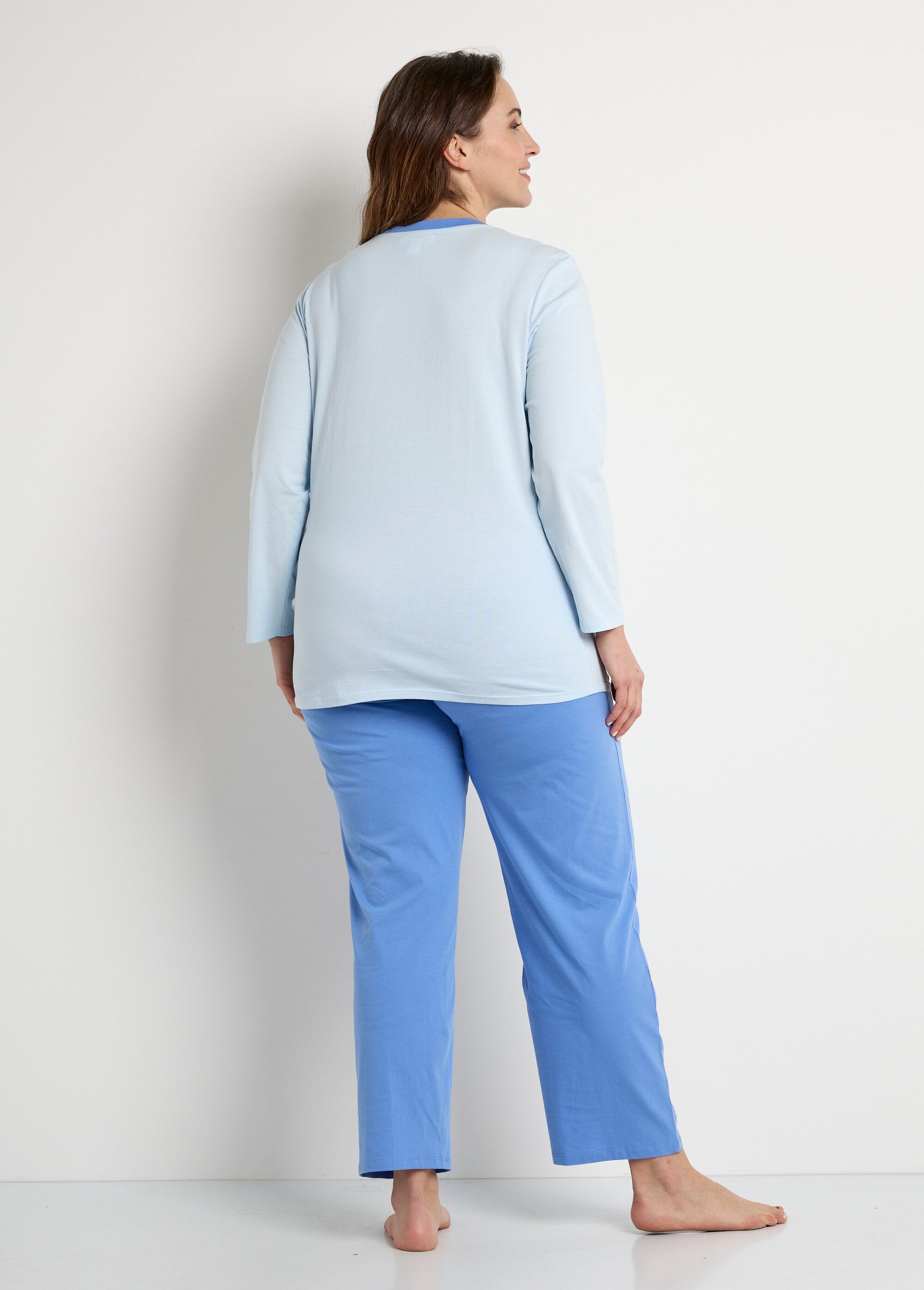 Pyjama coton motif manches longues - lot de 2
