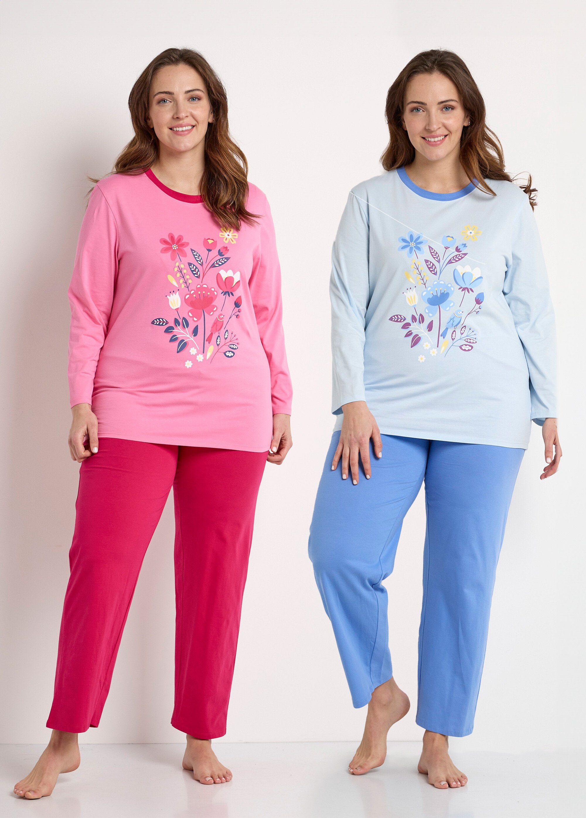 Pyjama coton motif manches longues - lot de 2