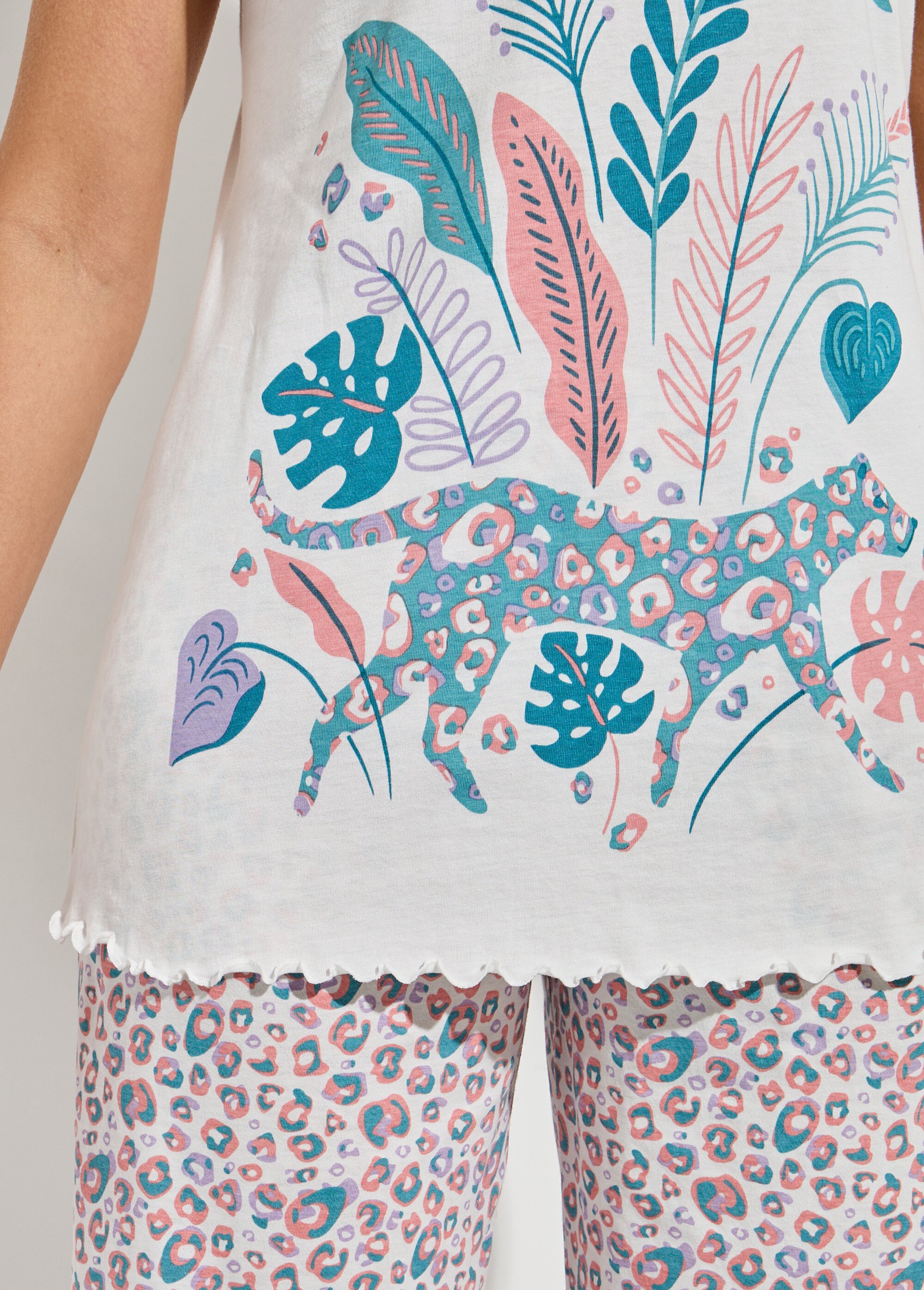 Pyjama court coton col V manches courtes