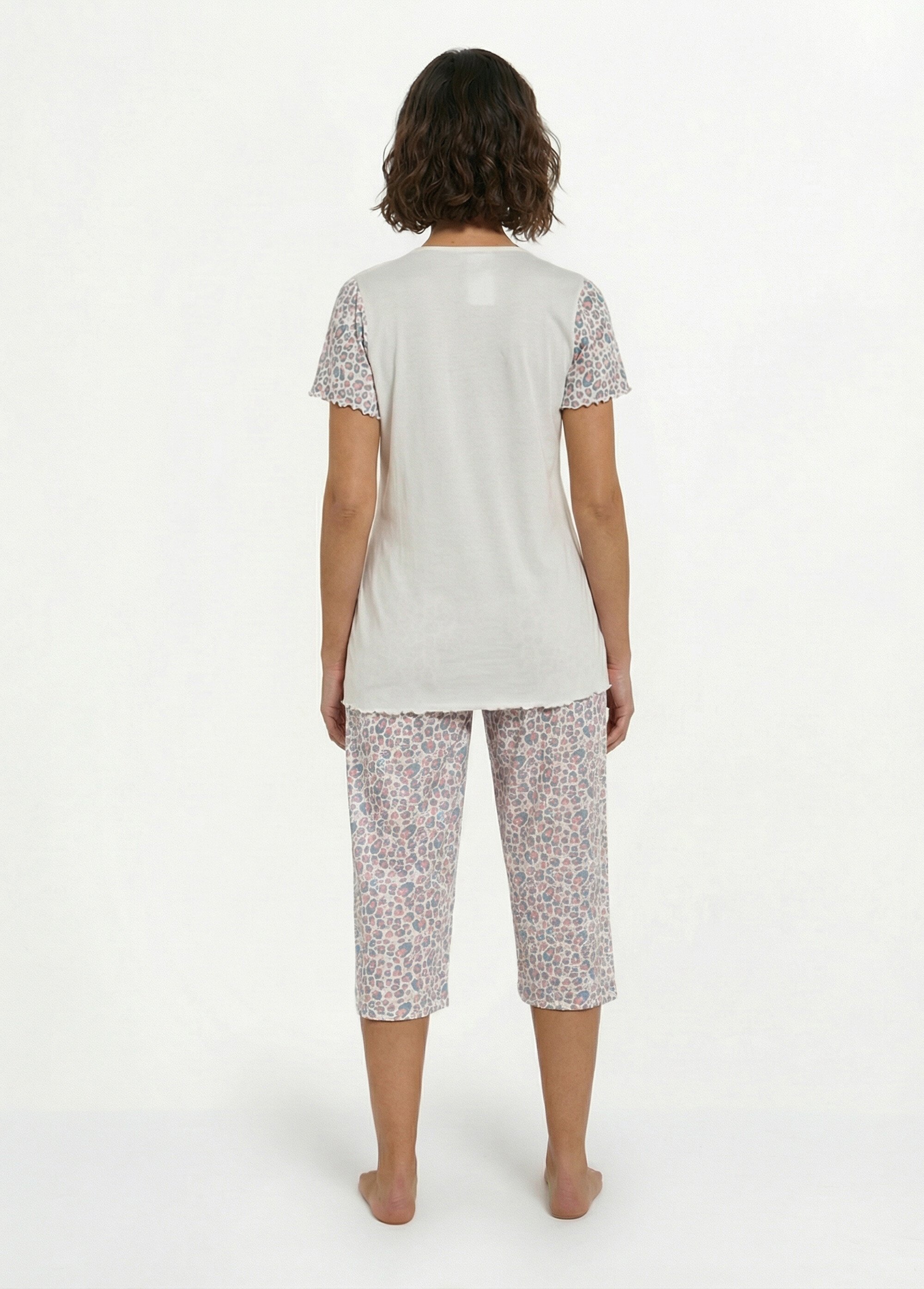 Pyjama court coton col V manches courtes Femme Beige SEJOUR DO1