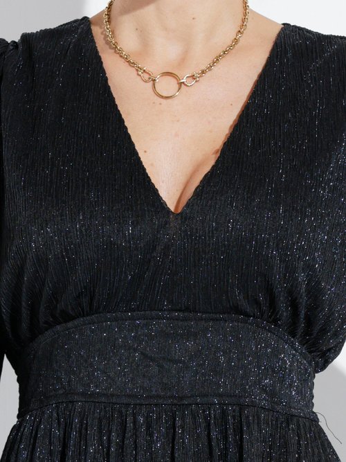 Robe longue en voile effet pailleté Femme Bleu IA-R5218 DE1