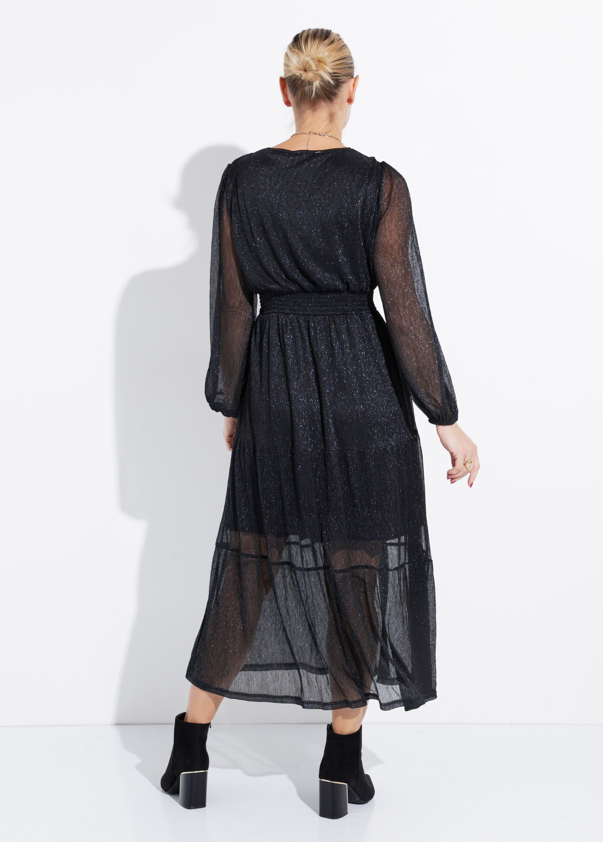 Robe longue en voile effet pailleté