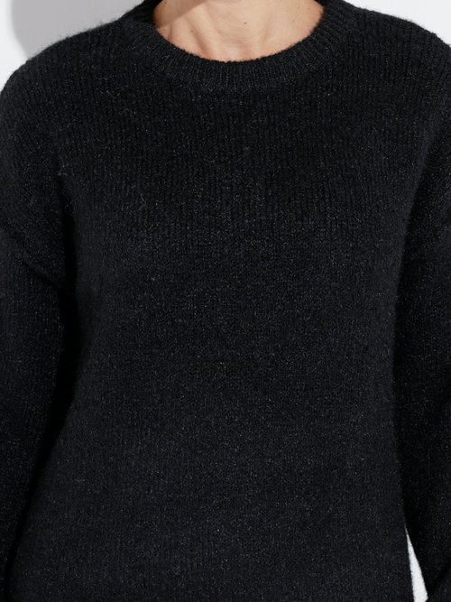 Robe pull courte en maille, col rond Femme Noir IA-AR579 DE1