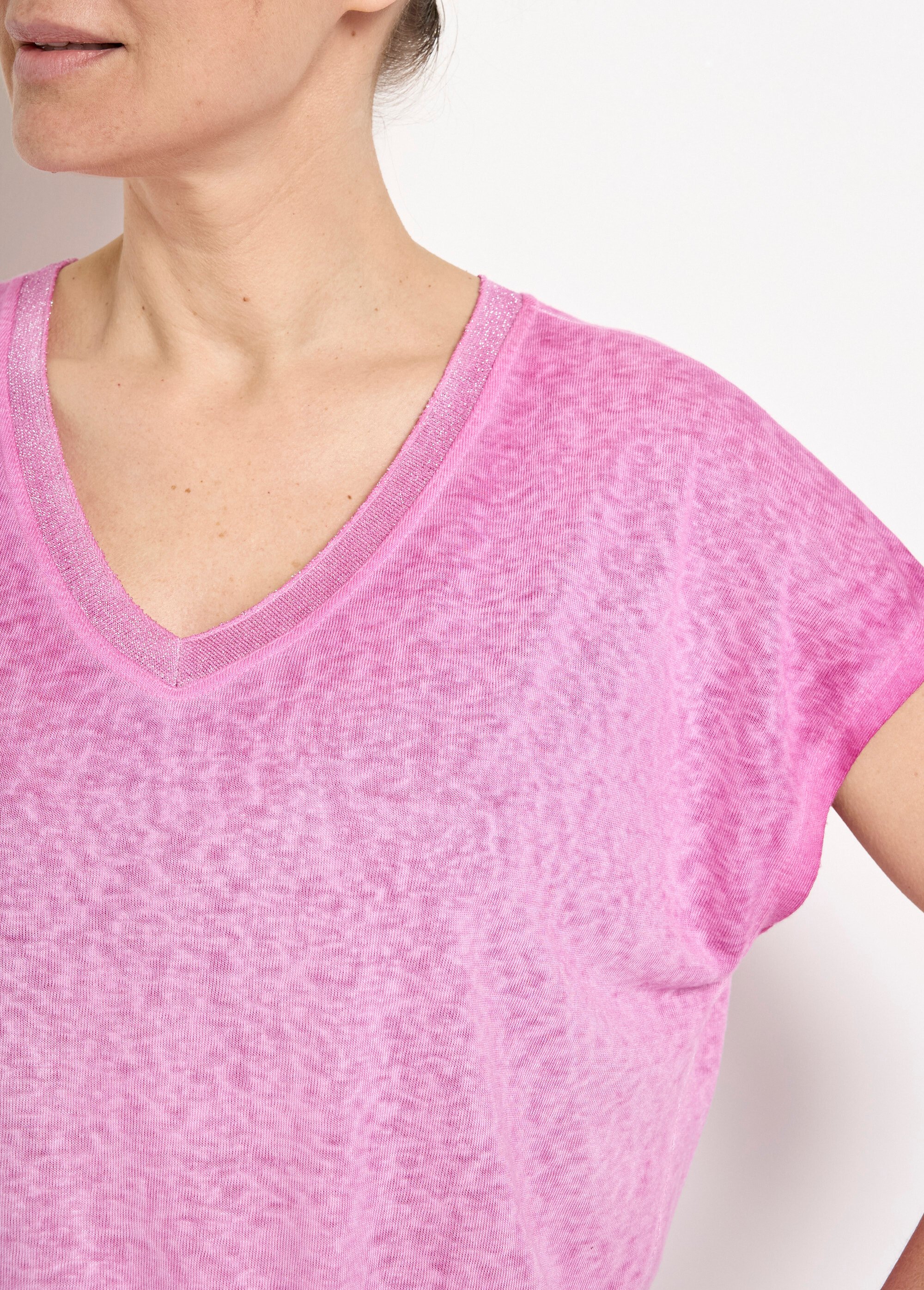 T-shirt manches kimono maille flammée