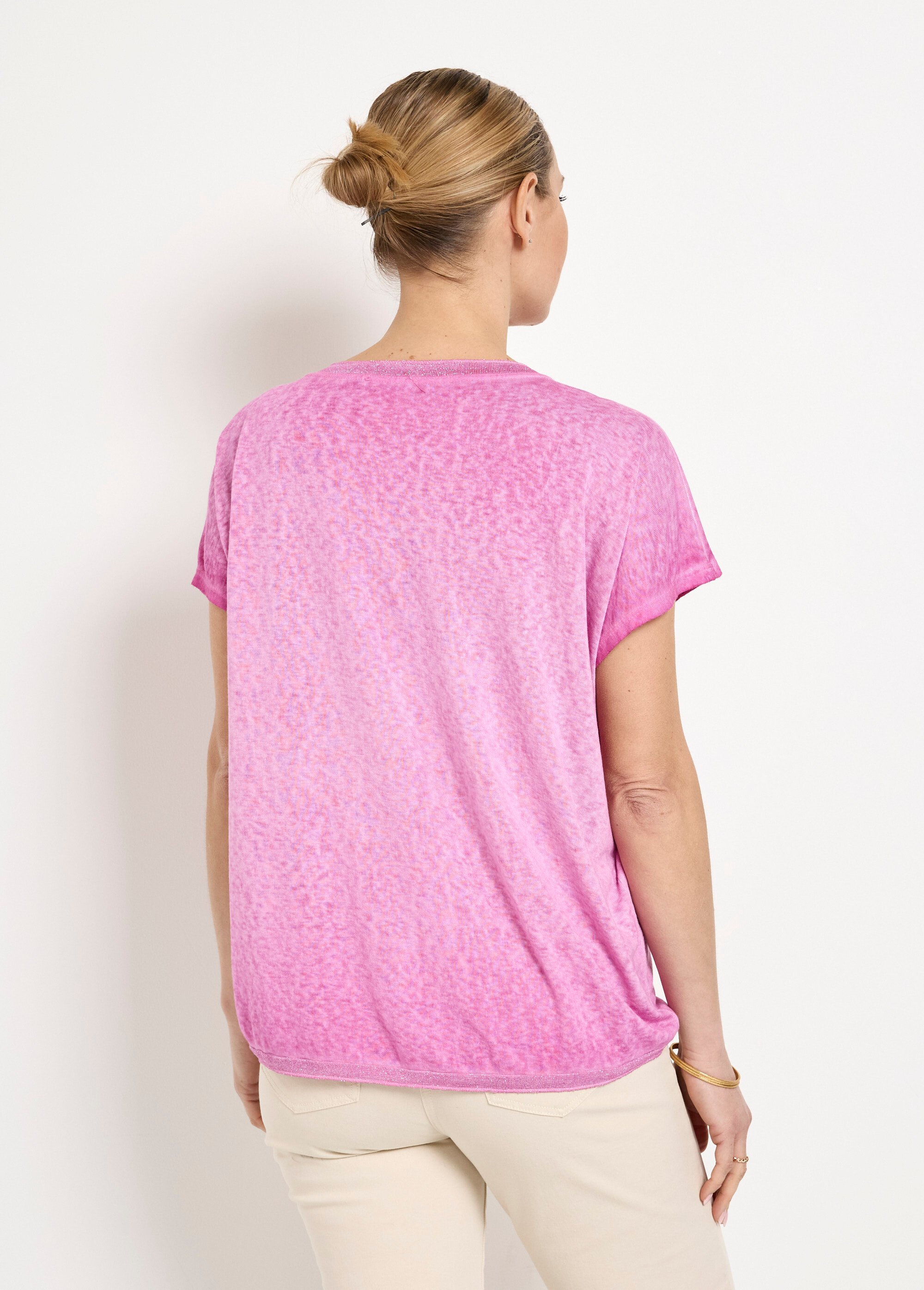 T-shirt manches kimono maille flammée