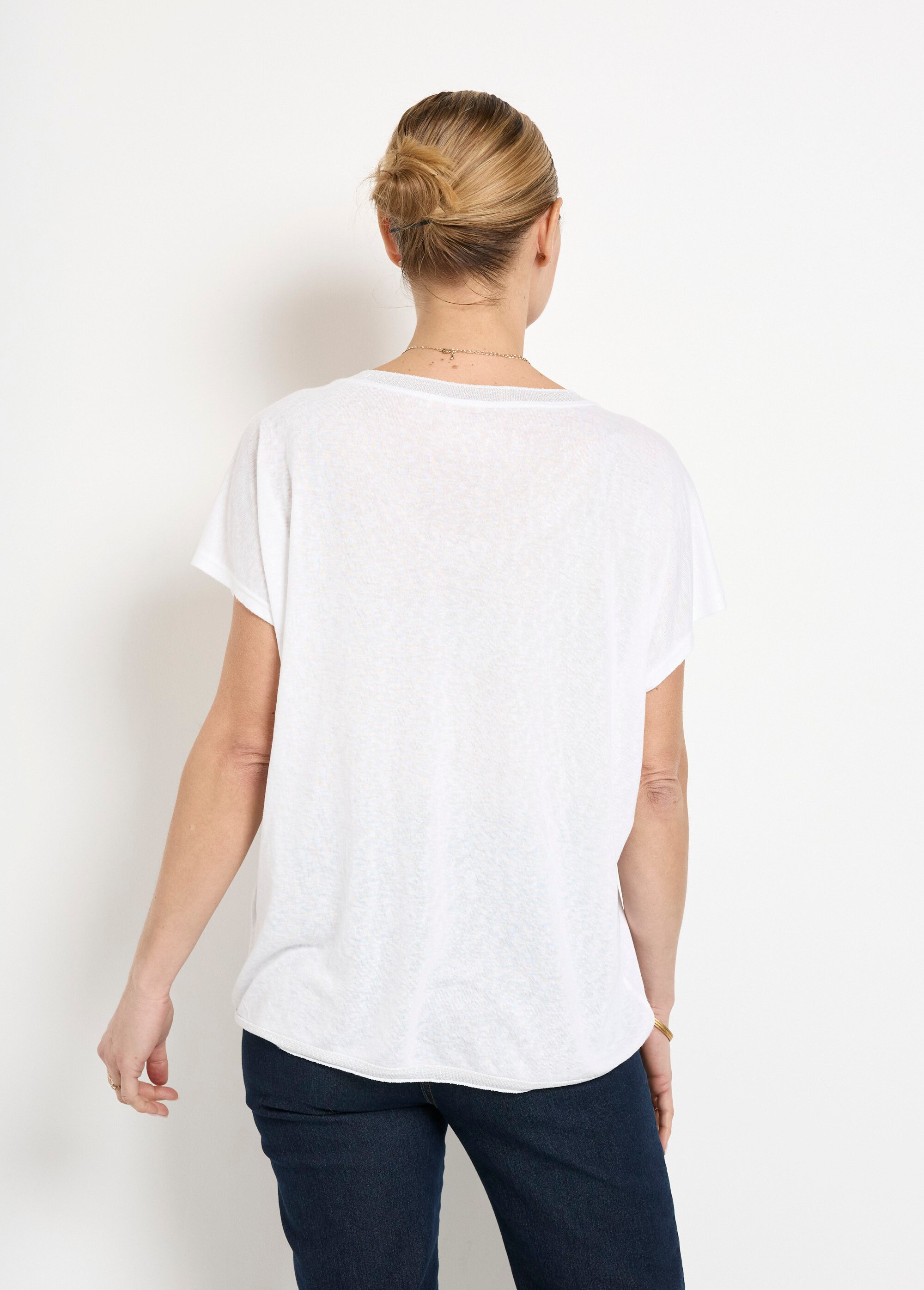 T-shirt manches kimono maille flammée
