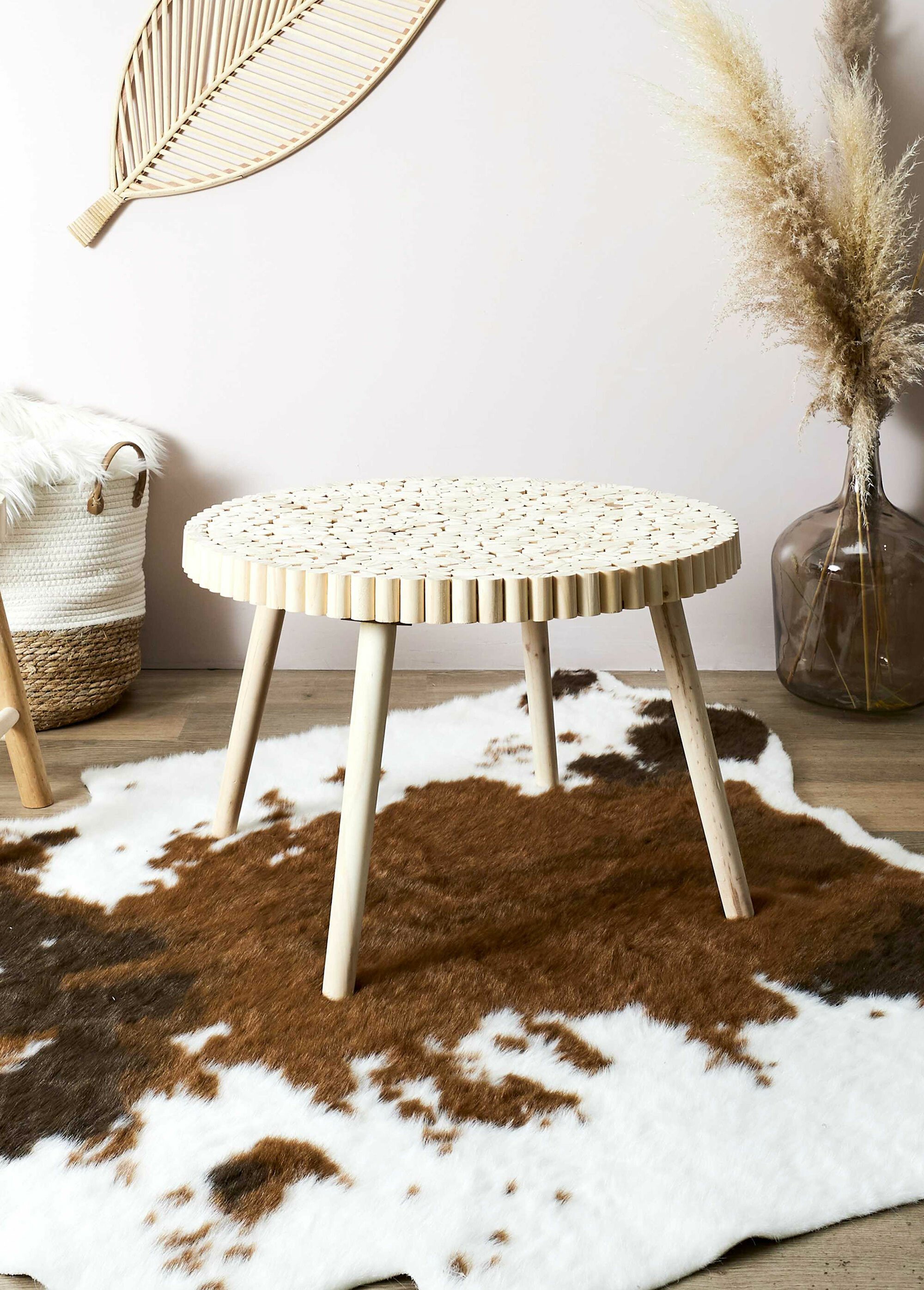 Table basse en rondins de  bois BEIGE CMP-HD5206 SI1