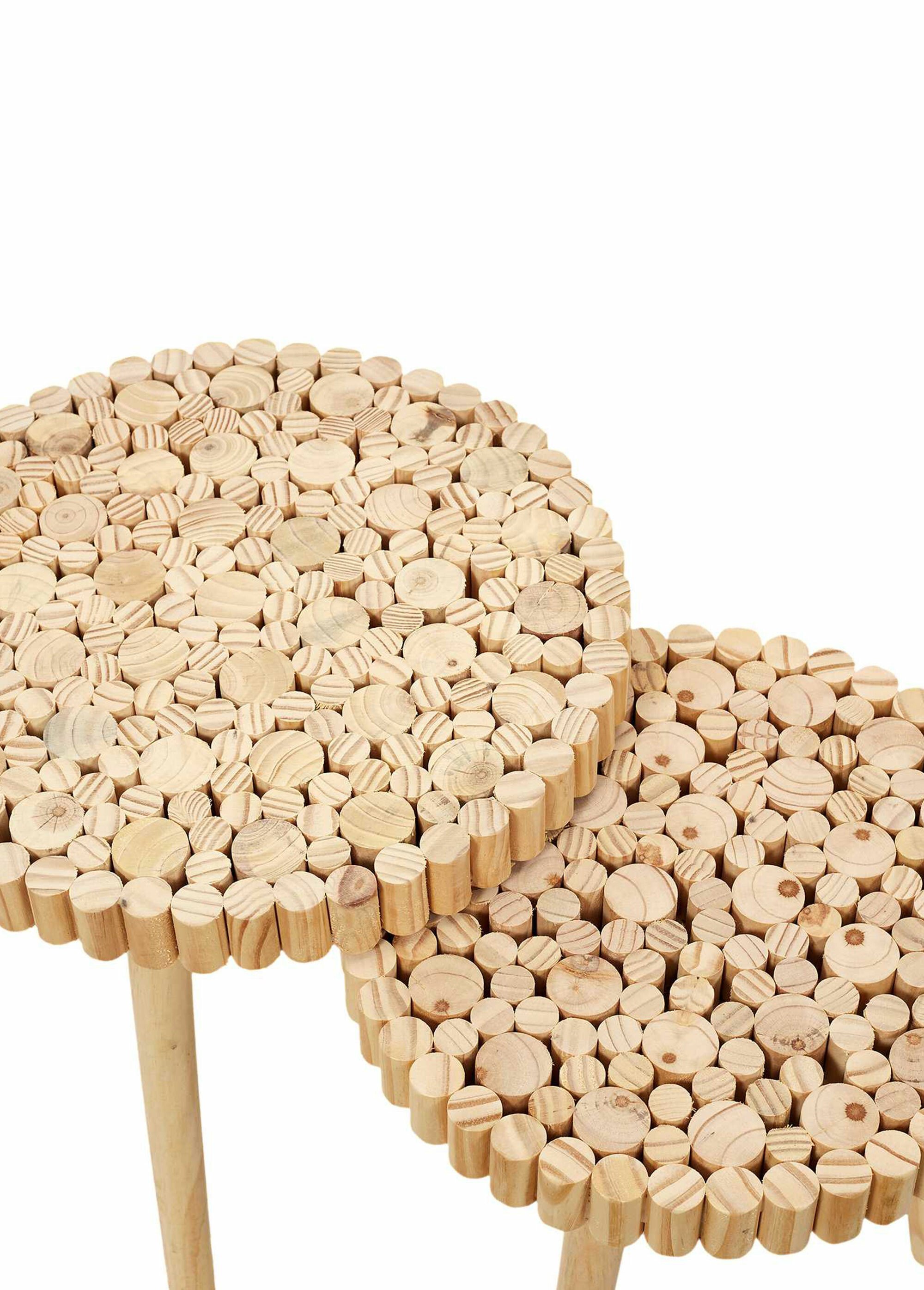 Tables gigognes en rondins de  bois BEIGE CMP-HD5208 DE2