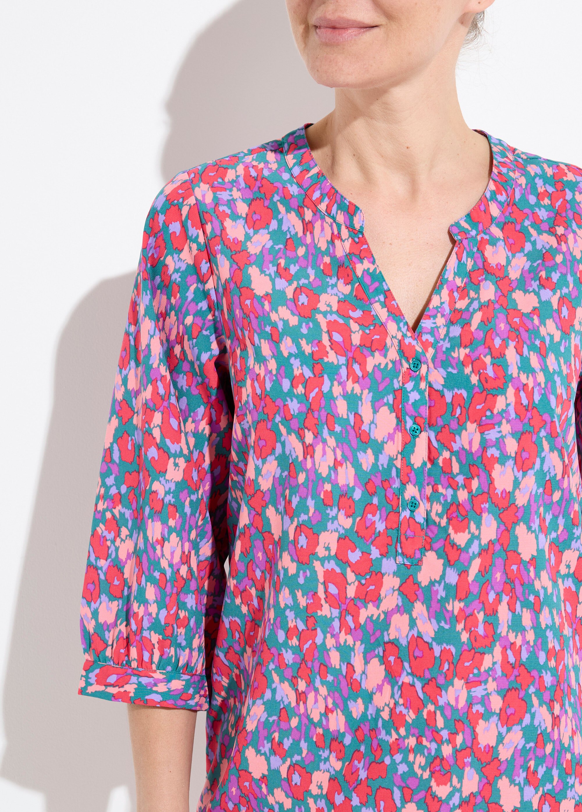 Tunique boutonnée ample longue manches 3/4