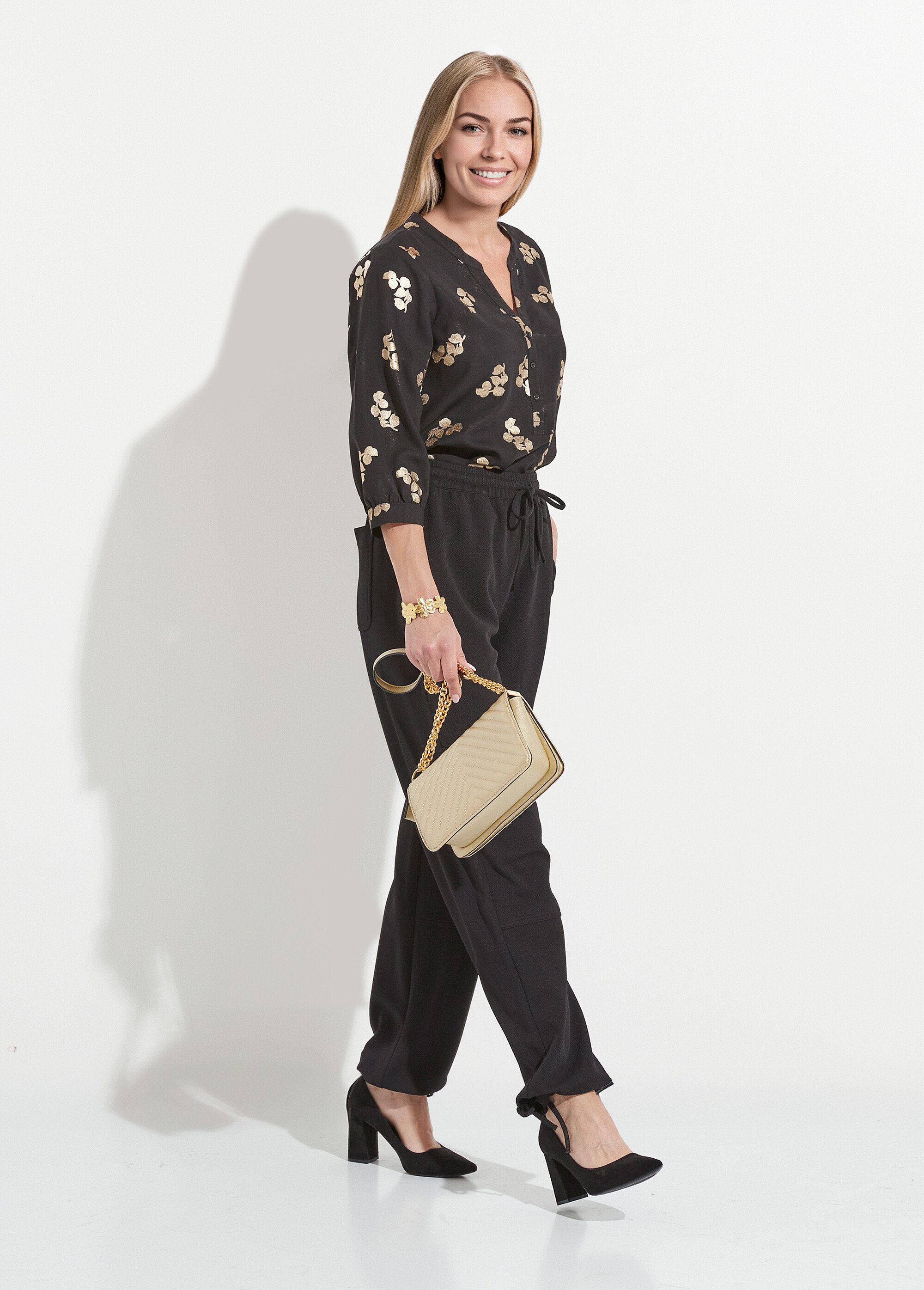 Tunique boutonnée ample longue manches 3/4