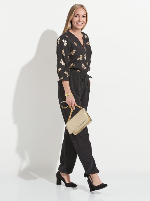 Tunique boutonnée ample longue manches 3/4 Femme Noir CARIBOU MV1