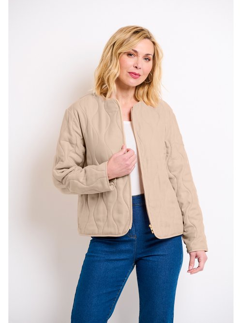 Veste unie matelassée zippée courte col rond Femme Beige TOUPIE FA2