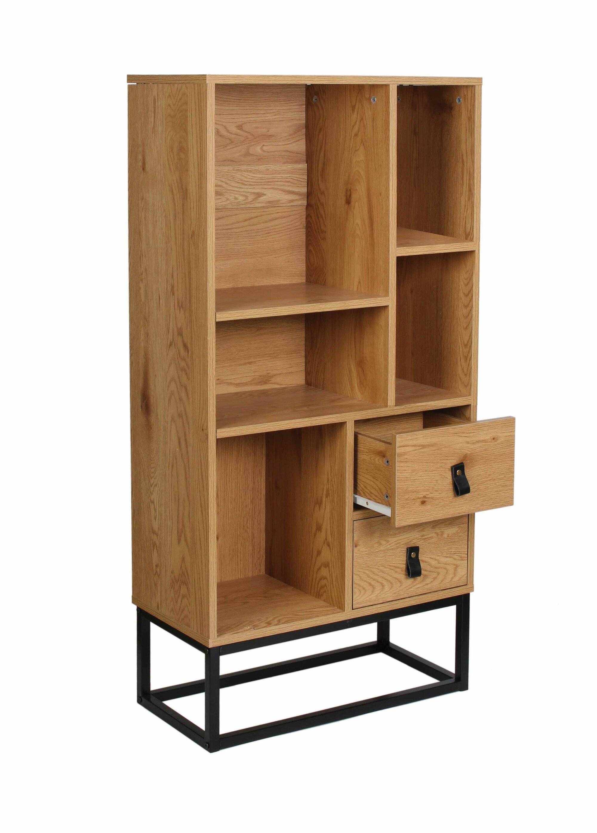 Bibliothèque design, bois et pied métal BEIGE CMP-HD6625 DE1