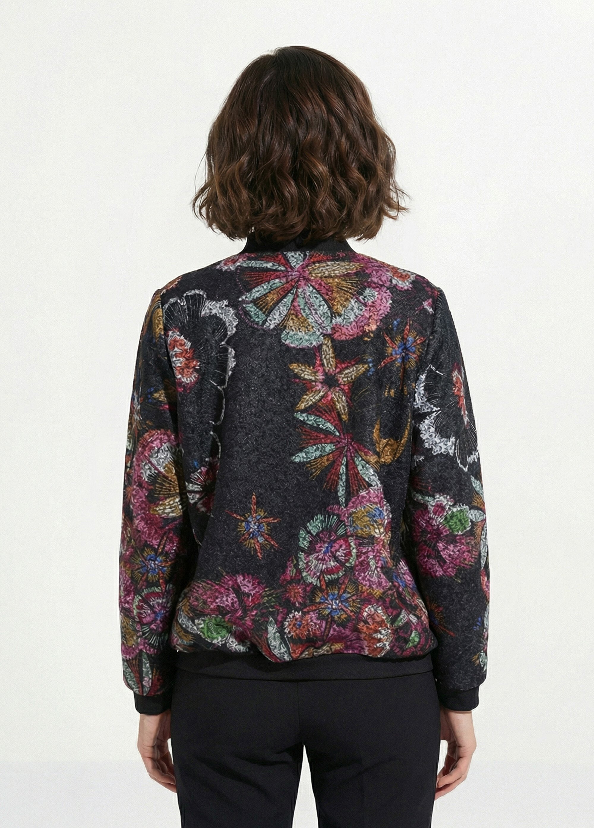 Blouson esprit bomber tissu bouclette imprimé Femme Noir TANZILA DO1