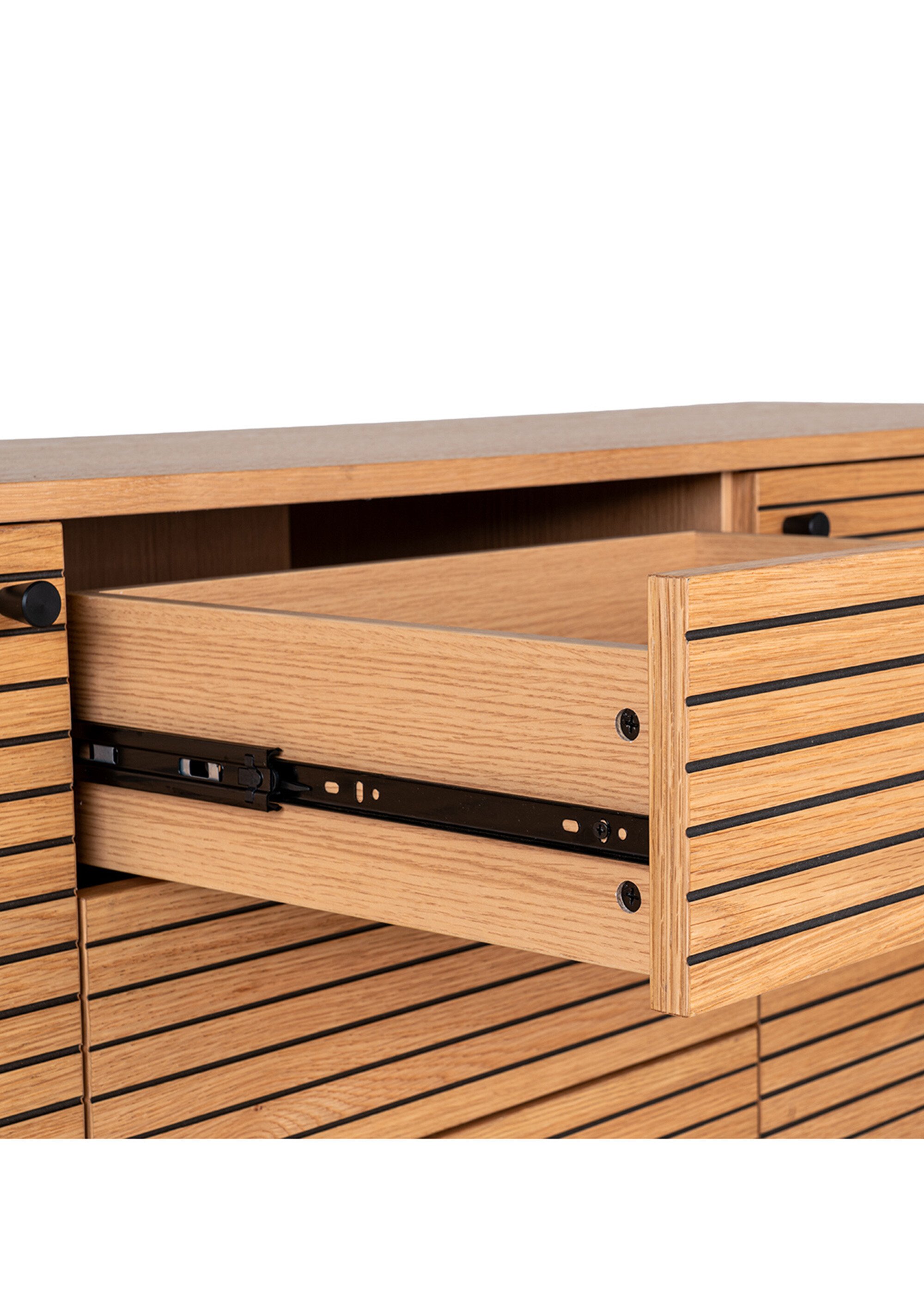 Buffet chêne et métal 3 tiroirs 2 portes BEIGE HN-3101000 DE4