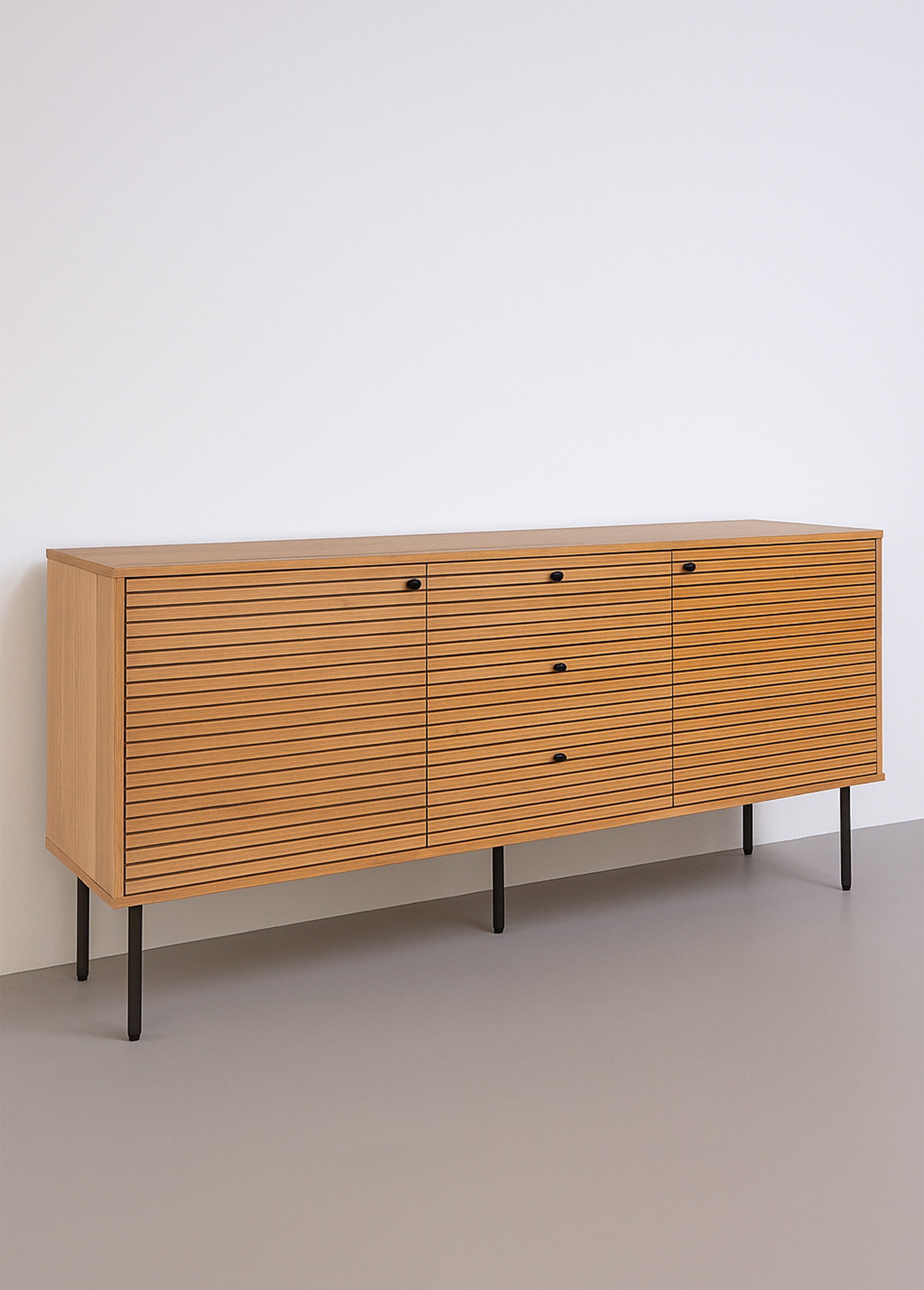 Buffet chêne et métal 3 tiroirs 2 portes BEIGE HN-3101000 FA1