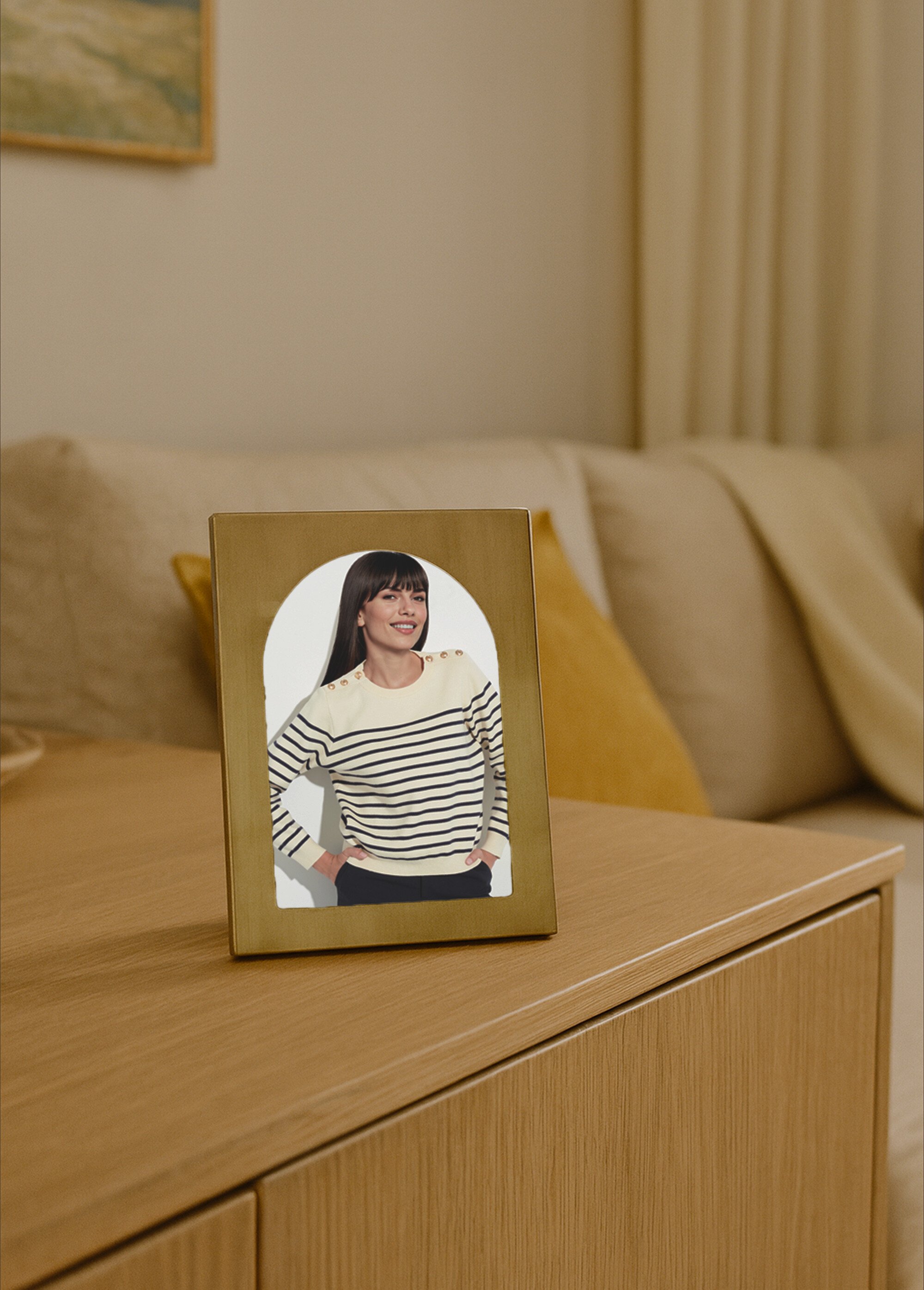 Cadre photo en métal brossé, forme arche Doré NOR-14487 SI1