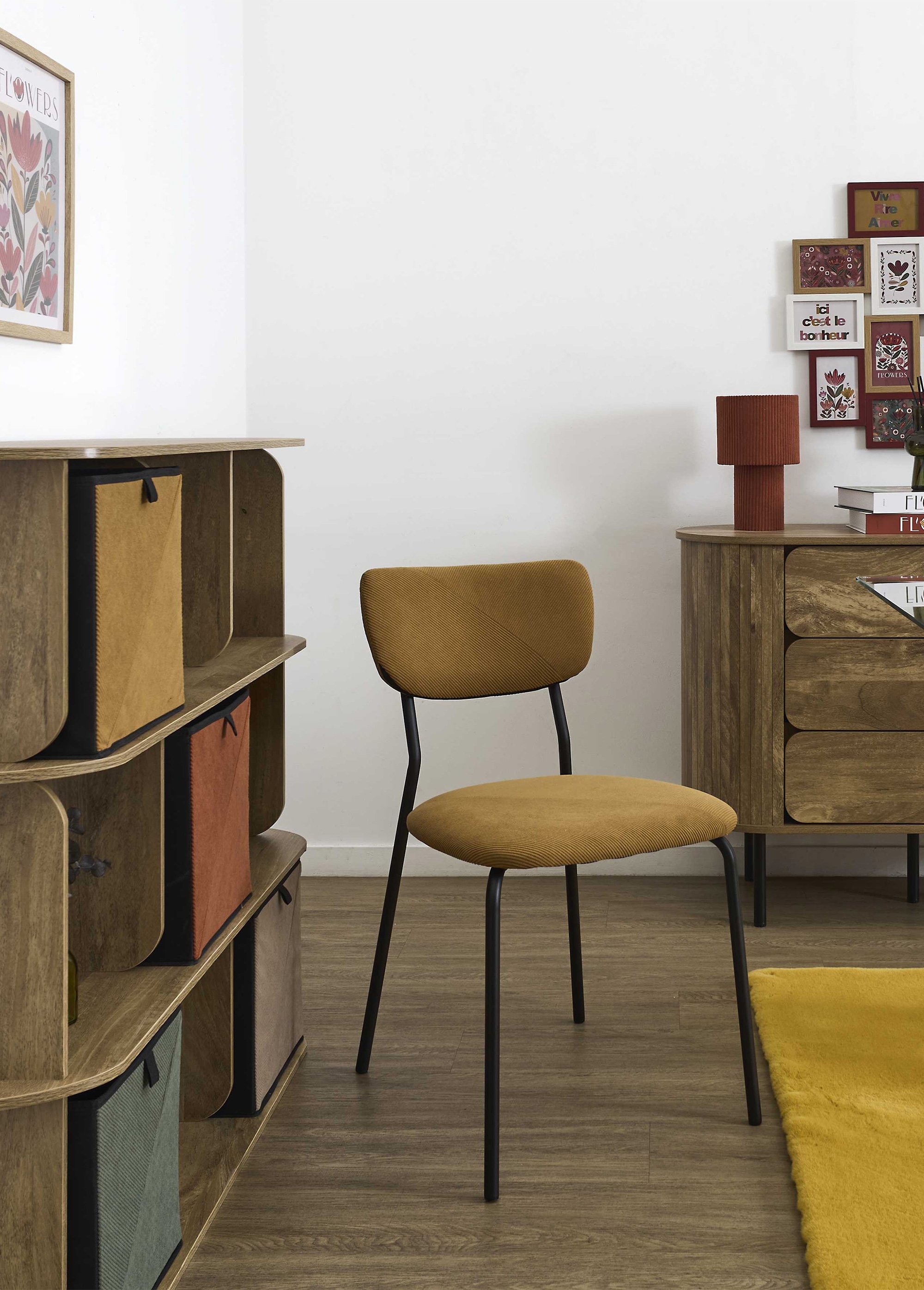 Chaise assise et dossier velours JULES JAUNE CMP-HD7819 AM1