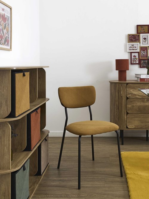 Chaise assise et dossier velours JULES JAUNE CMP-HD7819 AM1