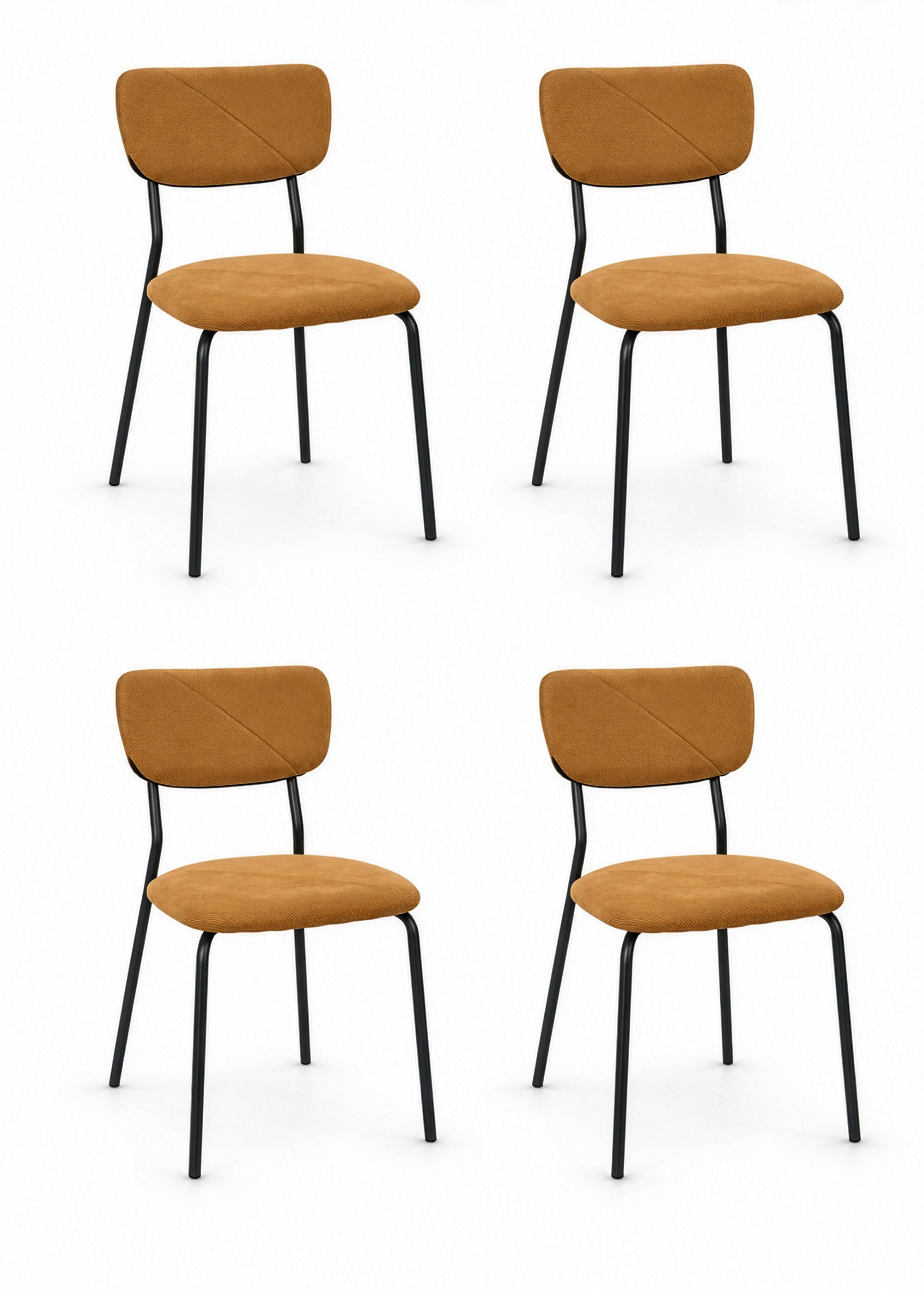 Chaise assise et dossier velours JULES JAUNE CMP-HD7819 FA1