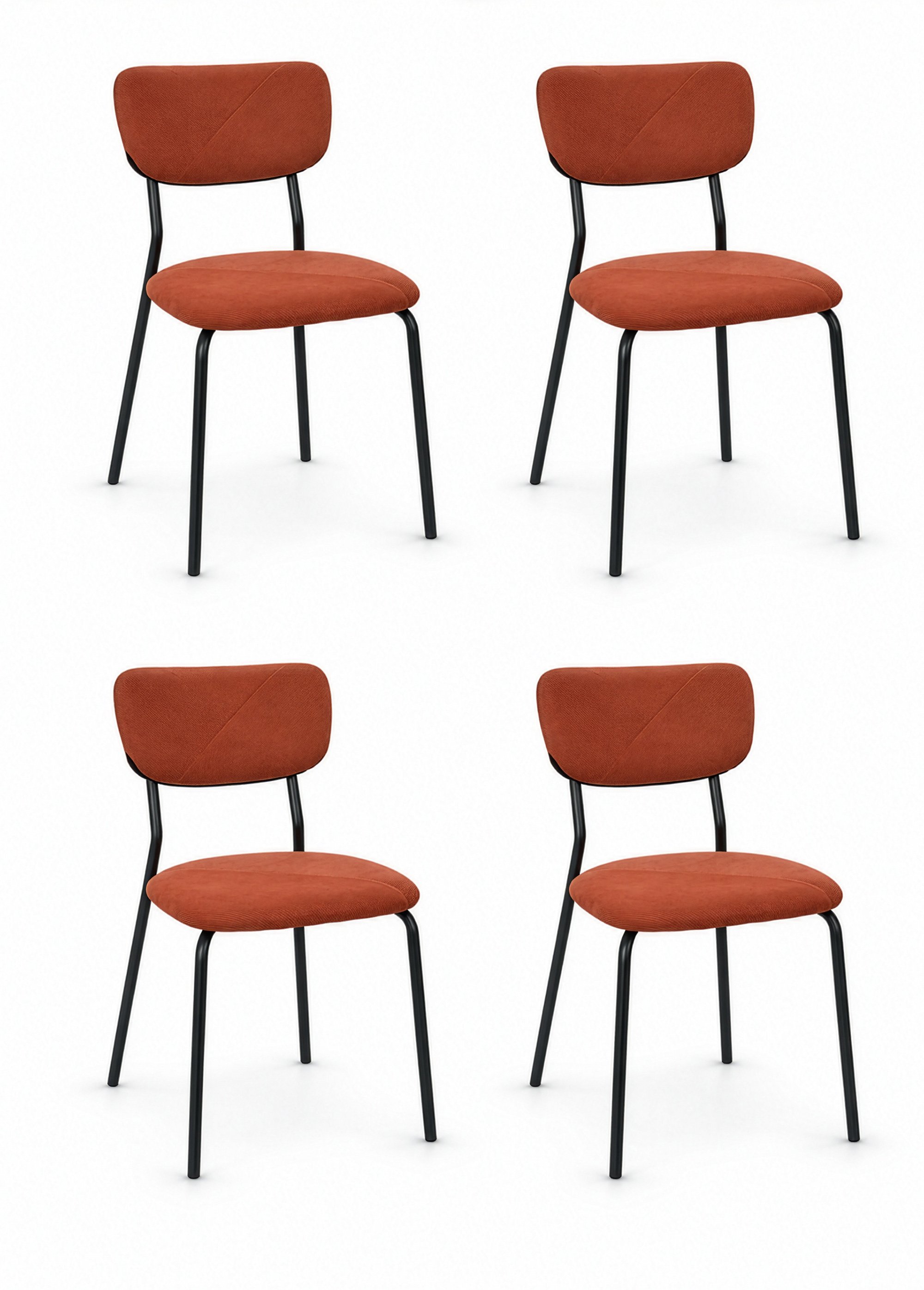Chaise assise et dossier velours JULES ORANGE CMP-HD7819 FA1
