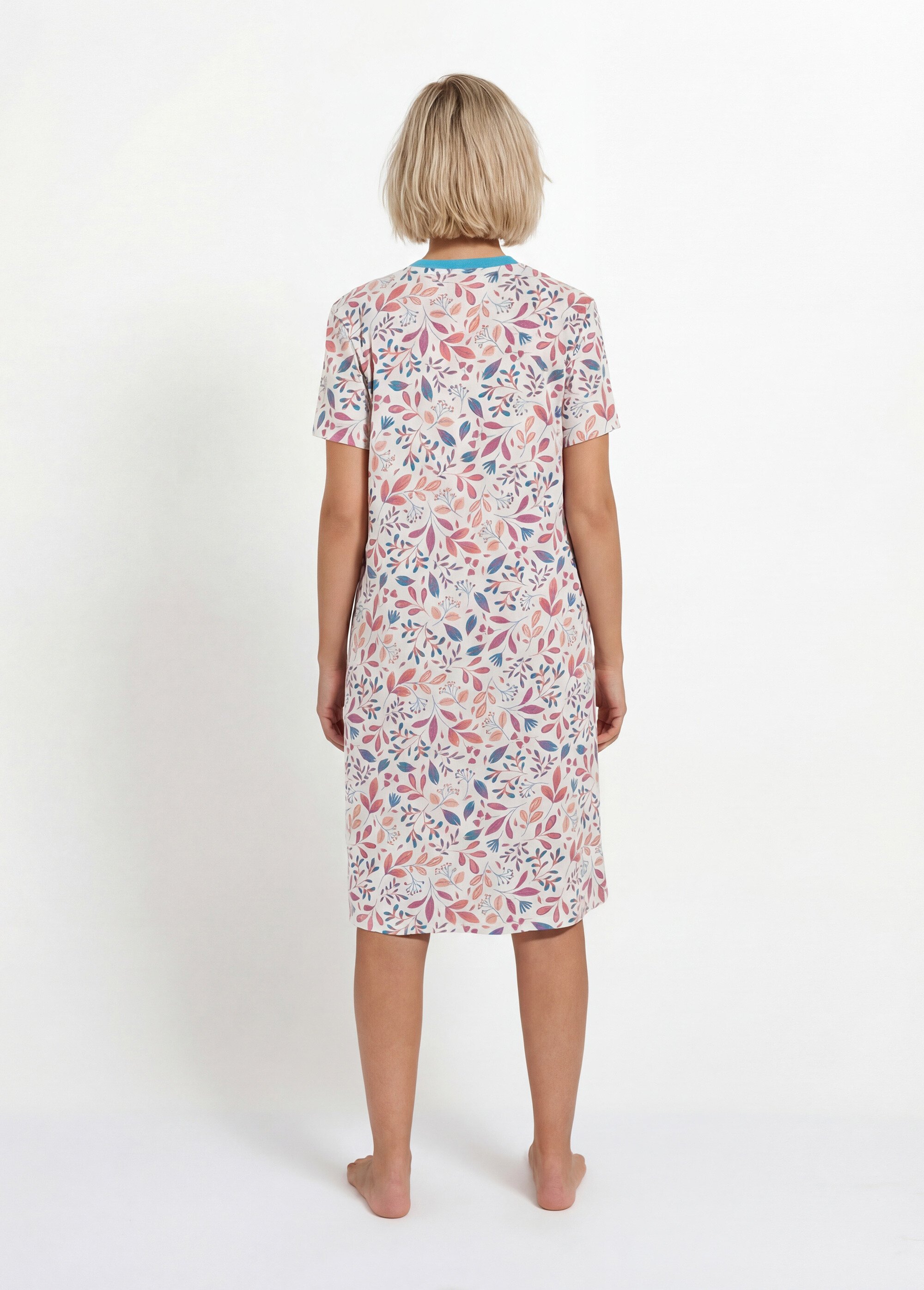 Chemise de nuit courte imprimée col tunisien Femme Rose SAGAZAN DO1