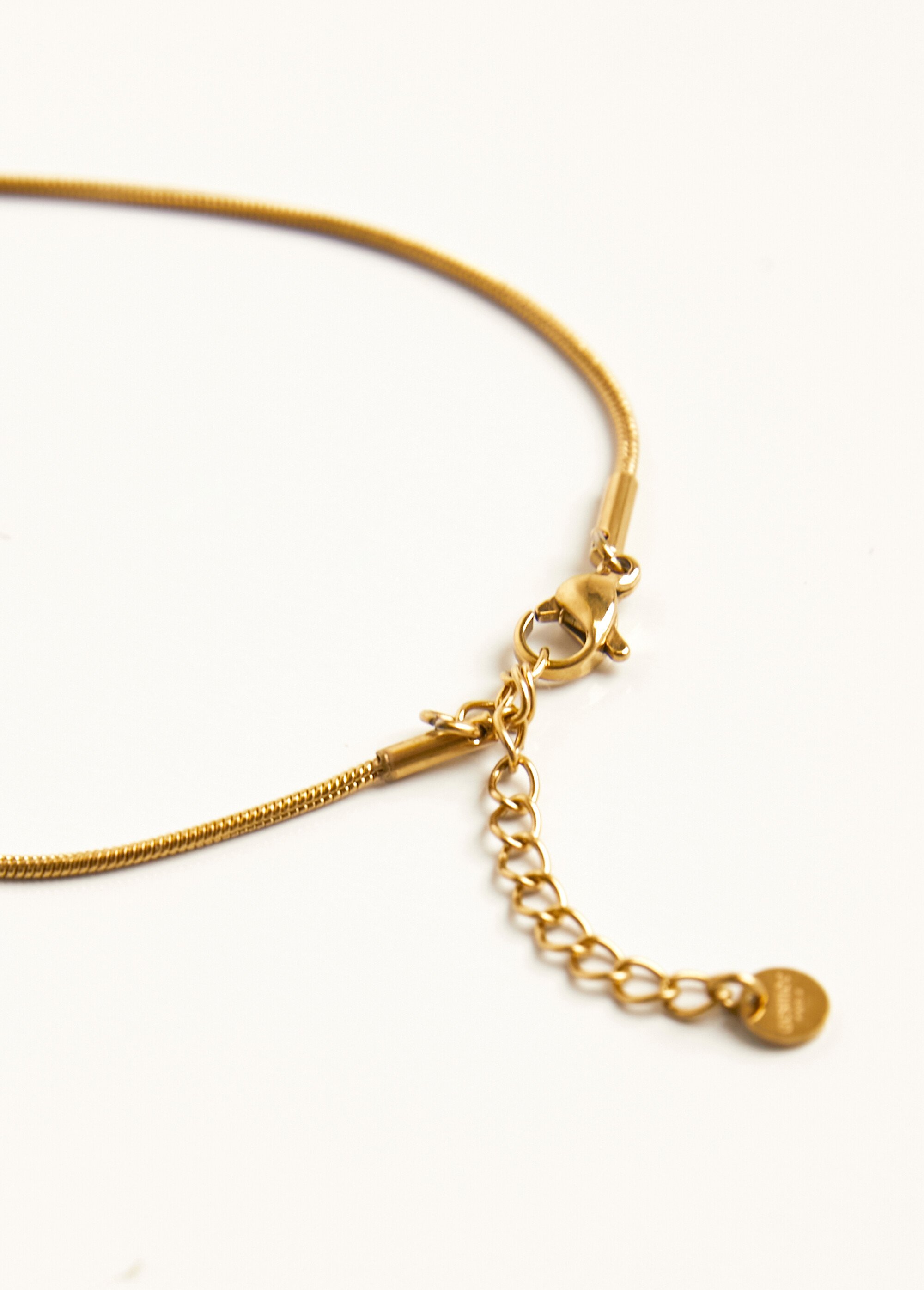 Collier pendentif ovale acier martelé Doré AE-COOVALE DE4