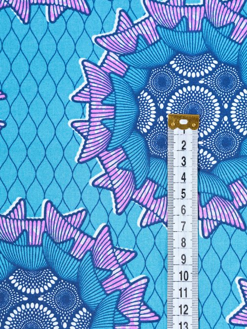 Coupon tissu ethnique Wax B2, 3x1,5m BLEU COT48899 DE1