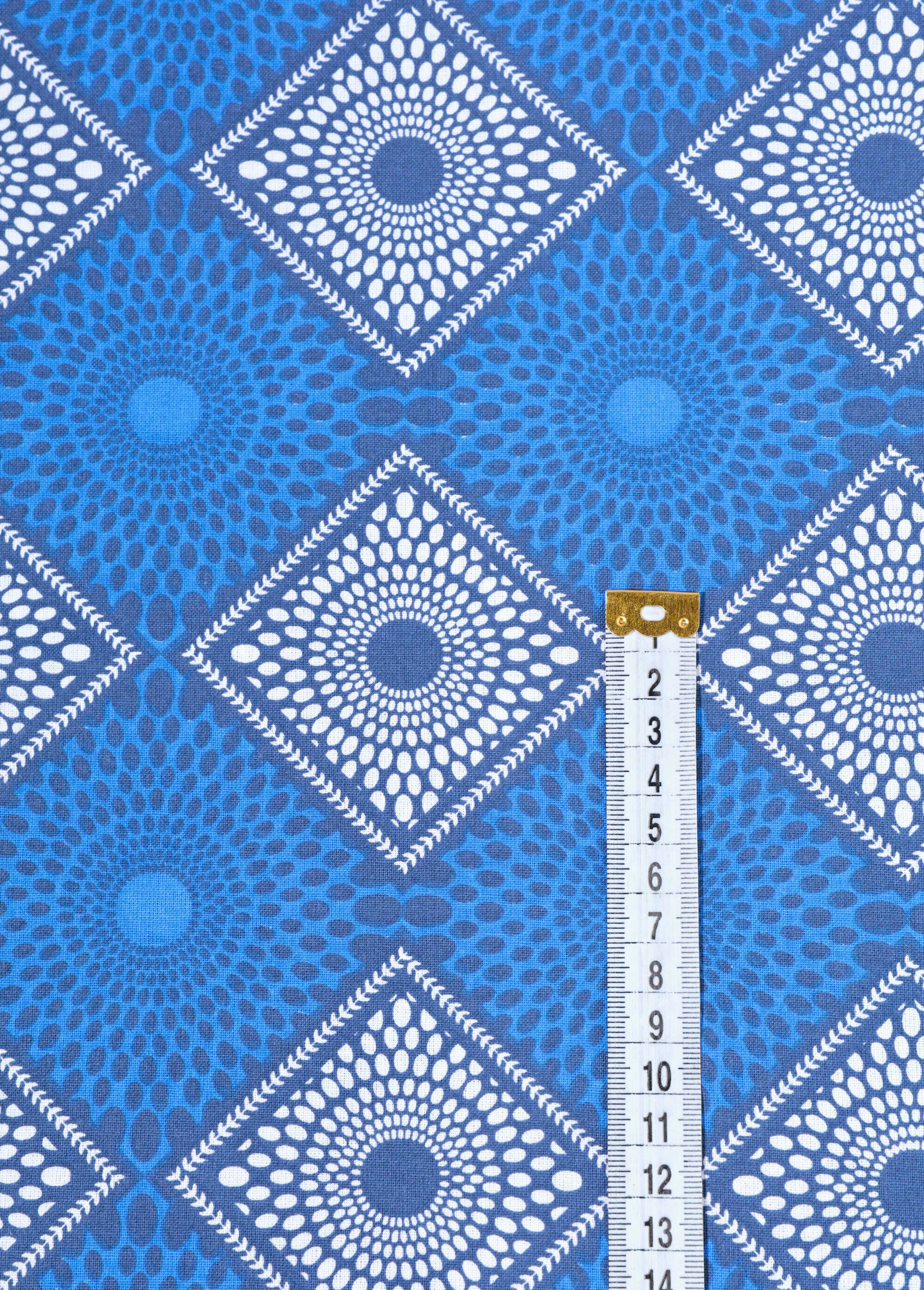 Coupon tissu ethnique Wax M2, 0,5x1,5m BLEU COT50899 DE1