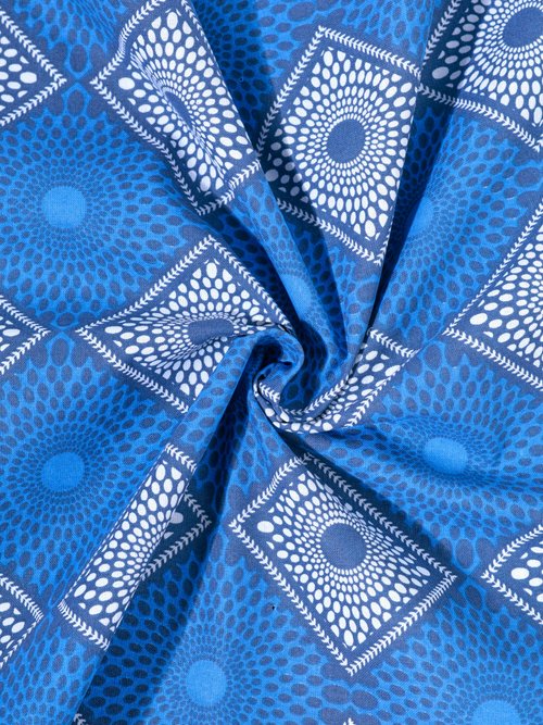 Coupon tissu ethnique Wax M2, 3x1,5m BLEU COT50882 FA1