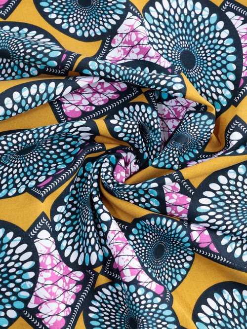 Coupon tissu ethnique Wax O1, 3x1,5m JAUNE COT48905 FA1