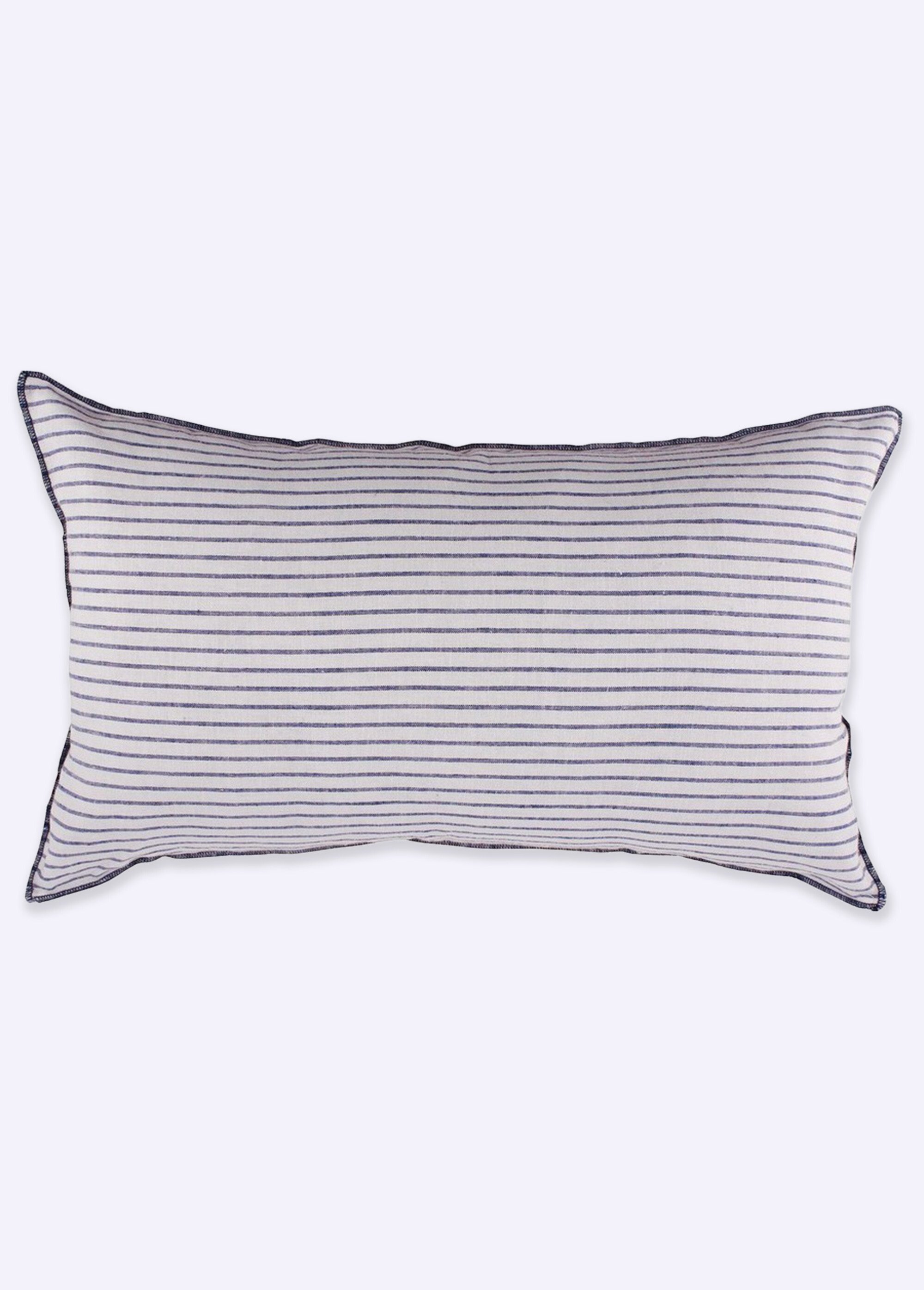 Coussin rectangle coton fines rayures 1M Bleu NOR-4386 FA1
