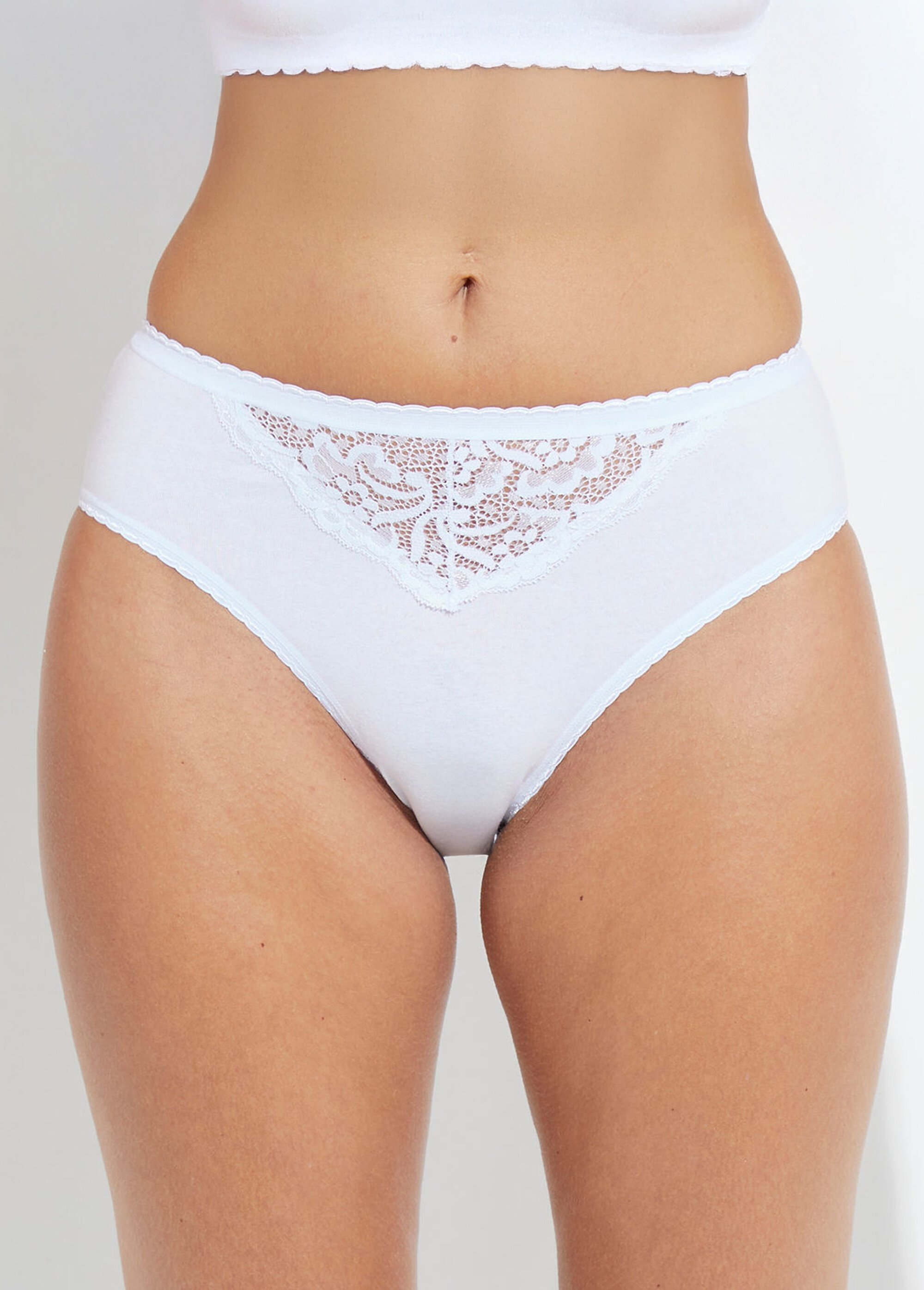 Culotte échancrée dentelle coton - lot de 3 Femme BLANC LOT3 DIALECTE FA1