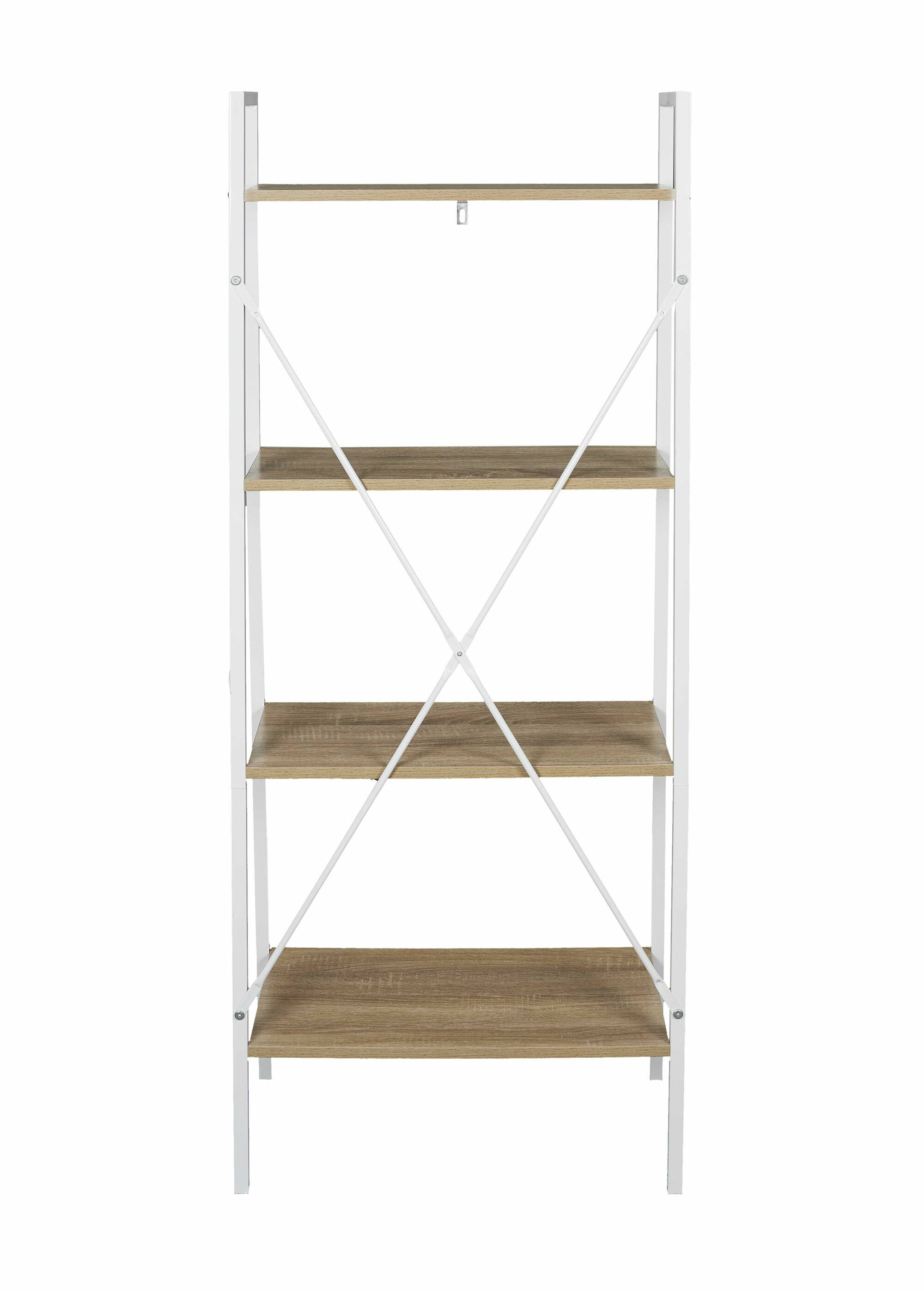 Etagère design large métal clair et bois