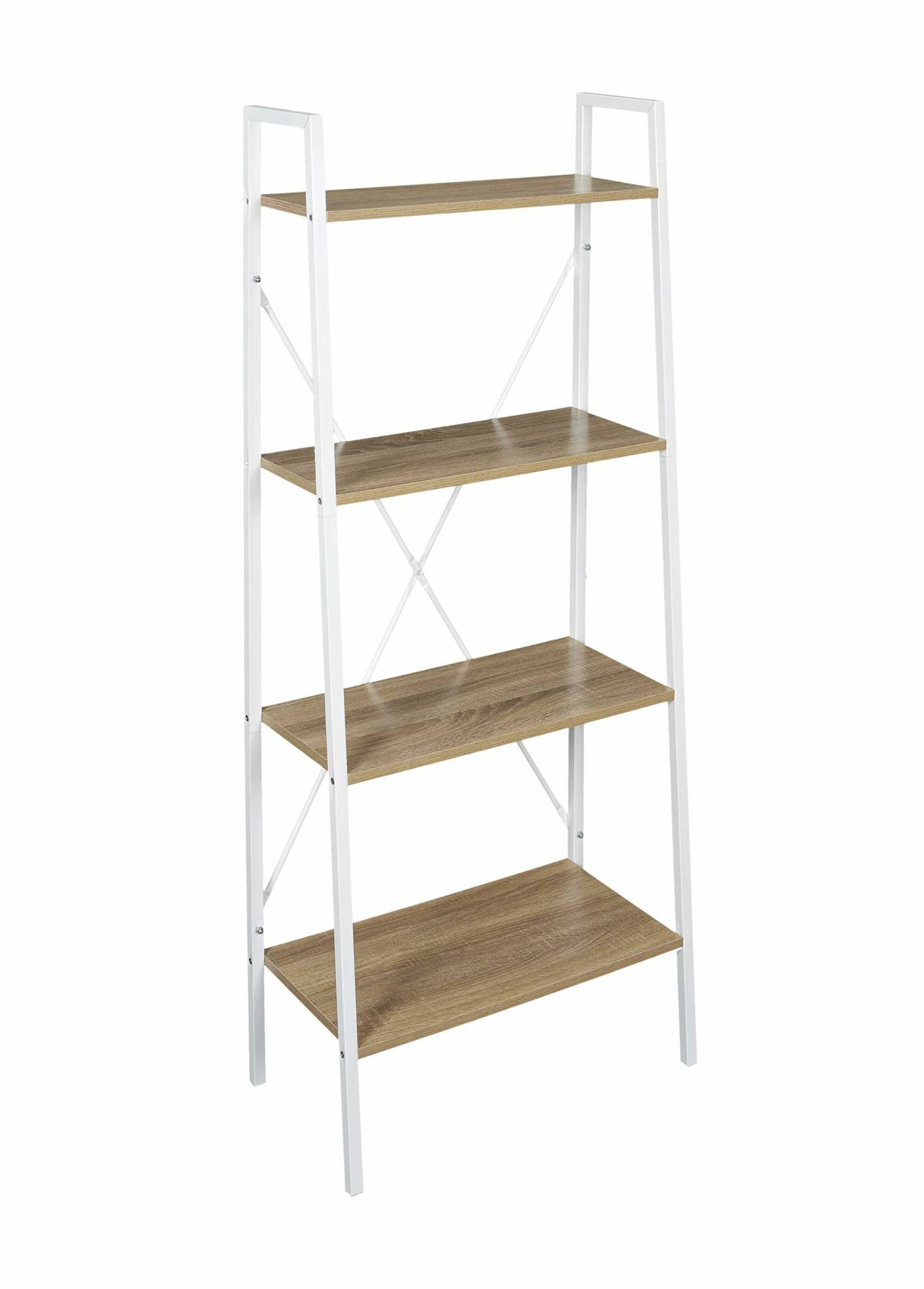 Etagère design large métal clair et bois