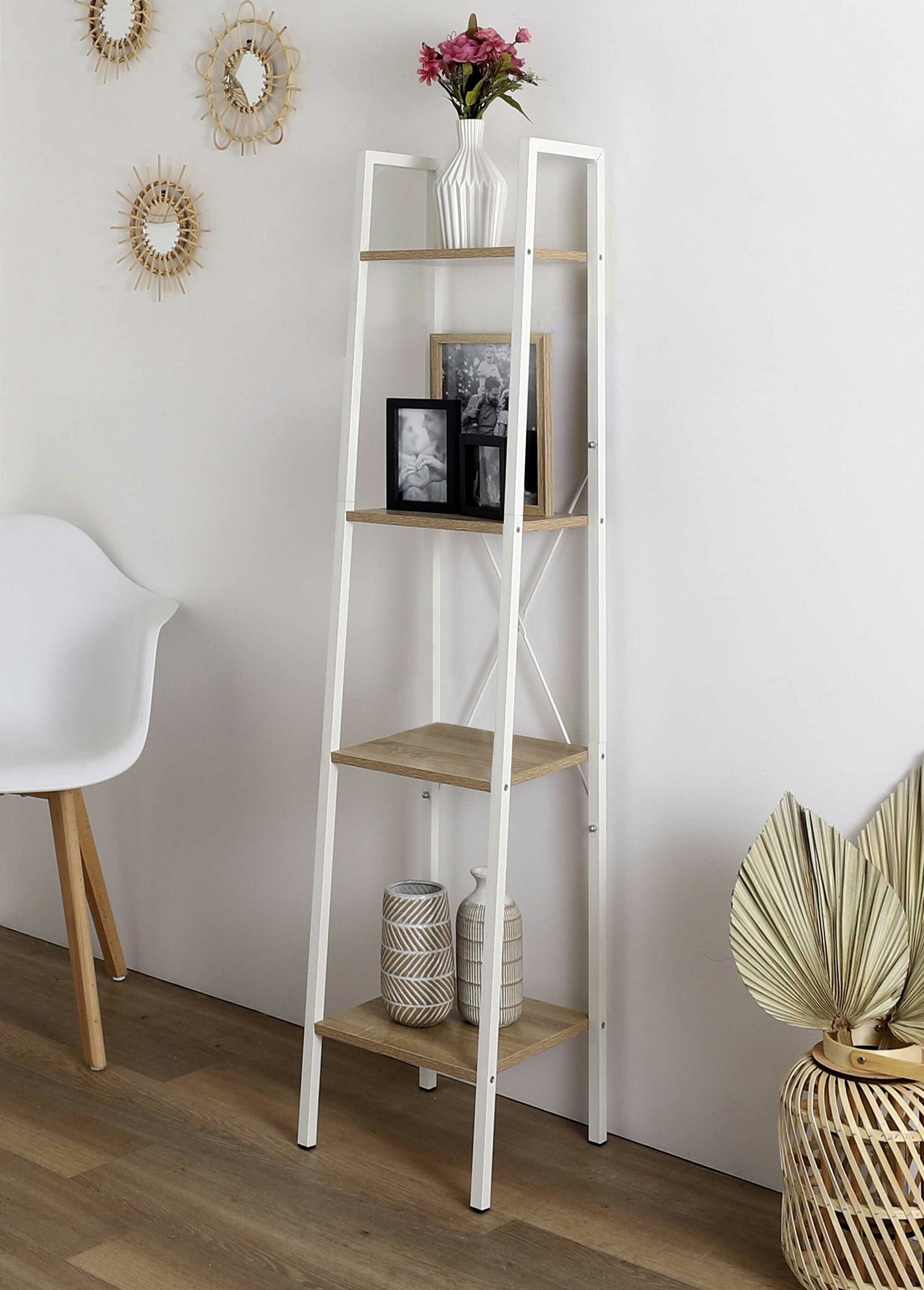 Etagère design métal clair et bois BOIS ET BLANC CMP-HD7175 SI1